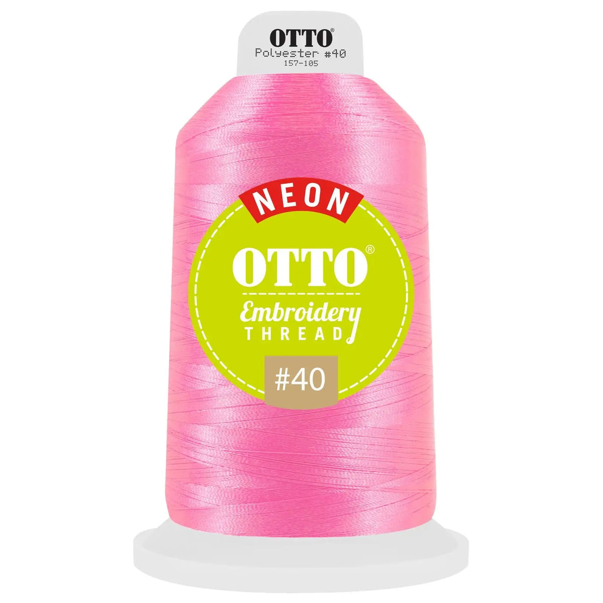 Otto 157-105 Embroidery Neon Thread #40 5,500 Yd. King Cone - 3926 - 7 3/8’’ - 5/8’’