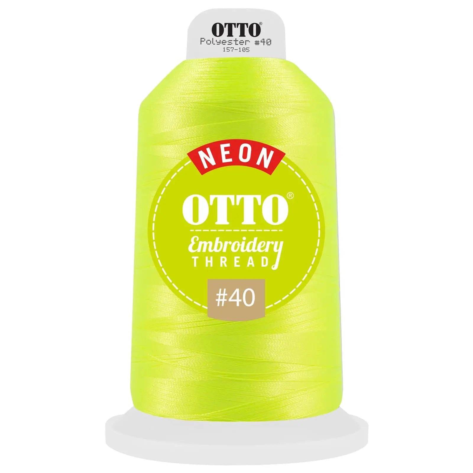 Otto 157-105 Embroidery Neon Thread #40 5,500 Yd. King Cone - 45713 - 7 3/8’’ - 5/8’’
