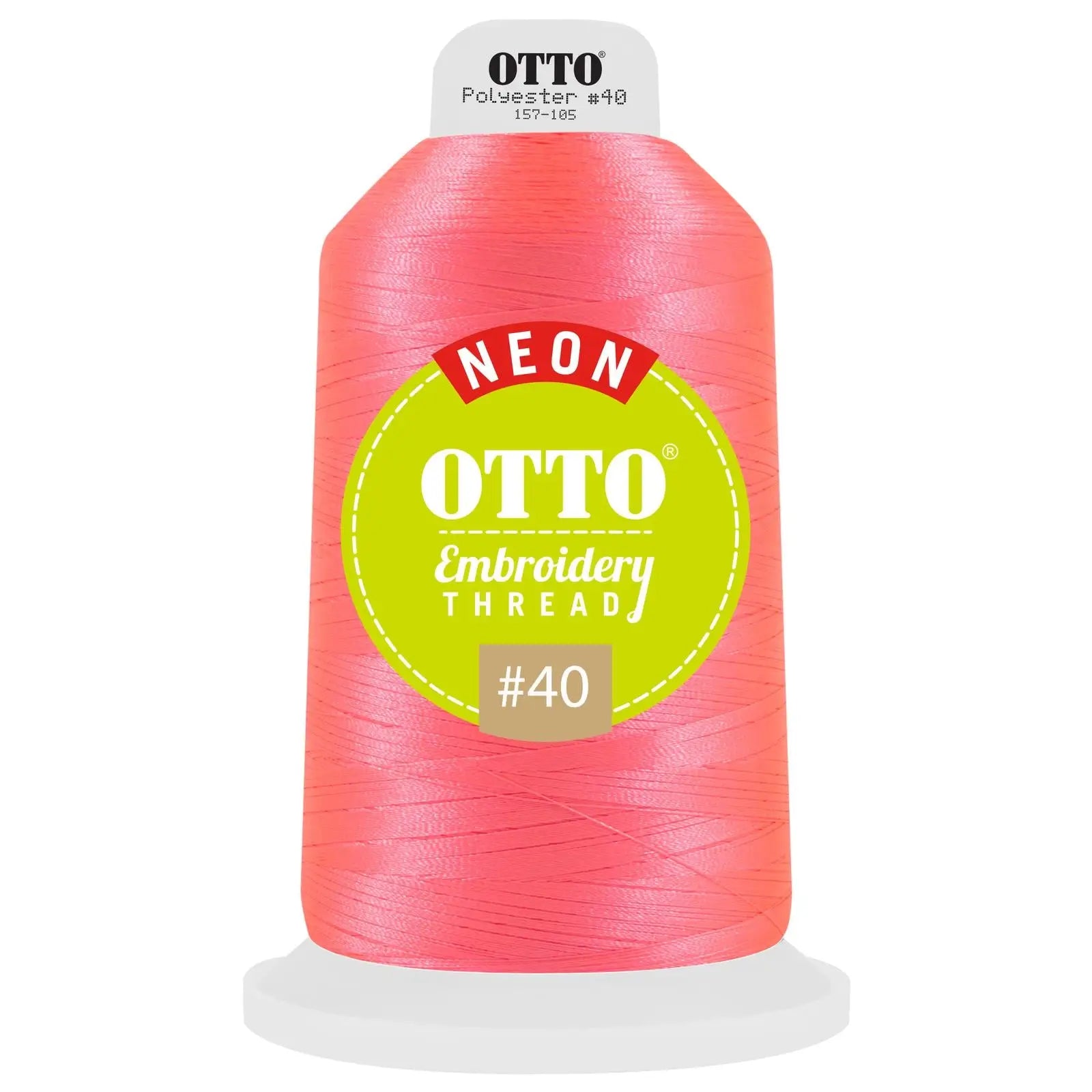 Otto 157-105 Embroidery Neon Thread #40 5,500 Yd. King Cone - 9805 - 7 3/8’’ - 5/8’’