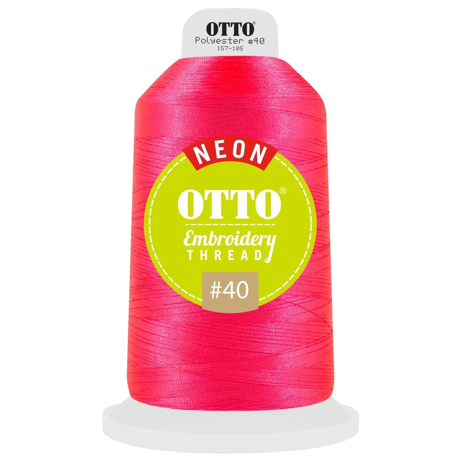 Otto 157-105 Embroidery Neon Thread #40 5,500 Yd. King Cone - 9812 - 7 3/8’’ - 5/8’’
