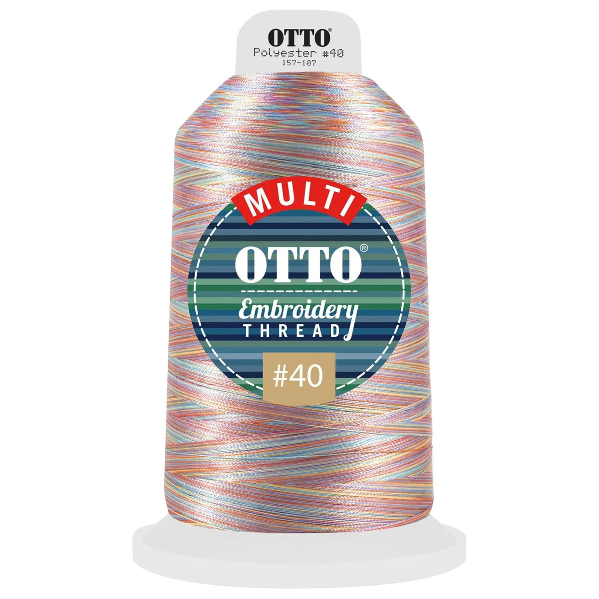 Otto 157-107 Embroidery Multicolor Thread #40 5,500 Yd. King Cone - 802 - 7 3/8’’ - 5/8’’