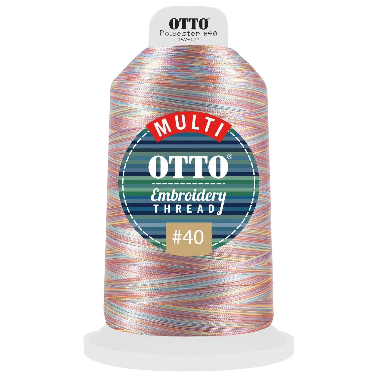 Otto 157-107 Embroidery Multicolor Thread #40 5,500 Yd. King Cone - 802 - 7 3/8’’ - 5/8’’