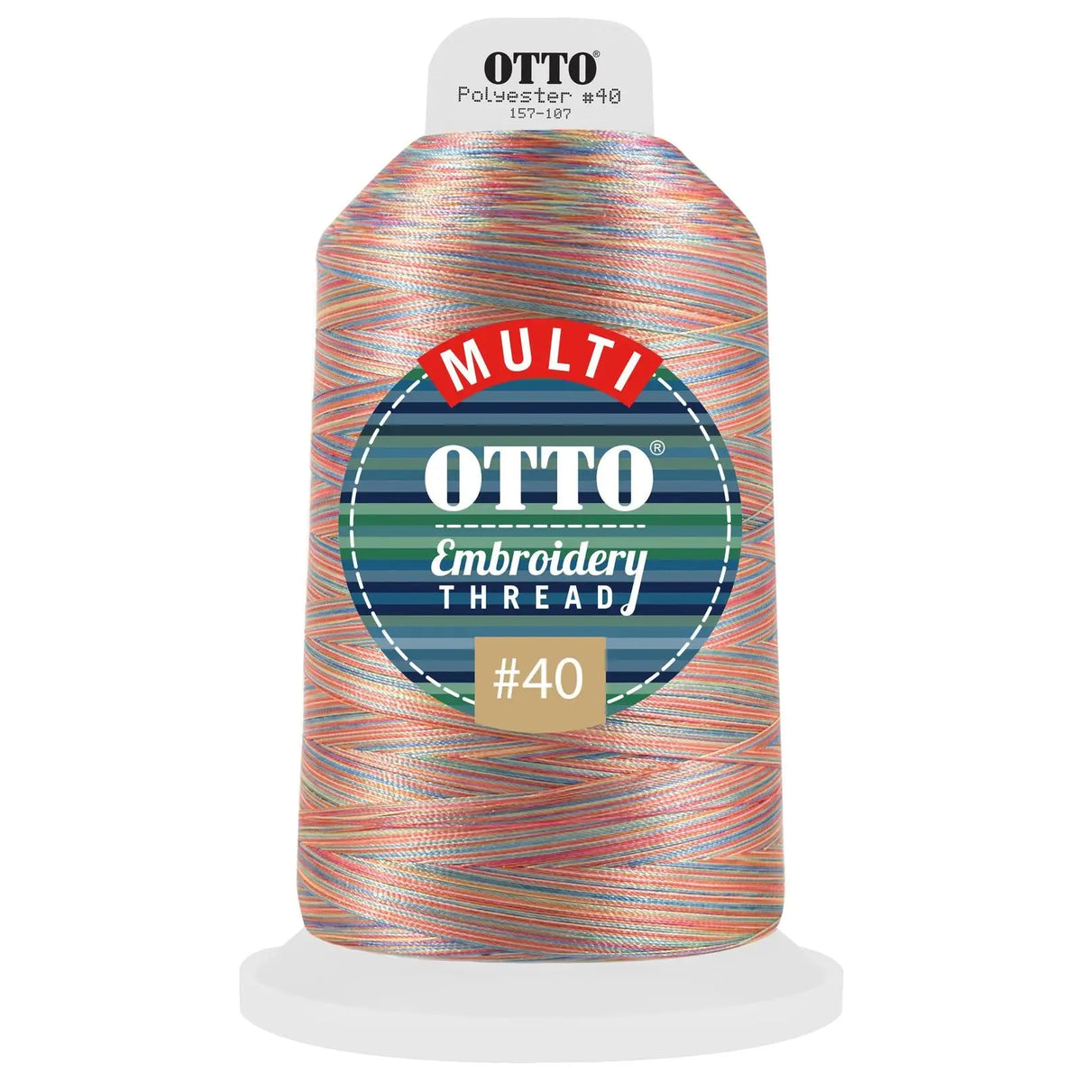 Otto 157-107 Embroidery Multicolor Thread #40 5,500 Yd. King Cone - 804 - 7 3/8’’ - 5/8’’