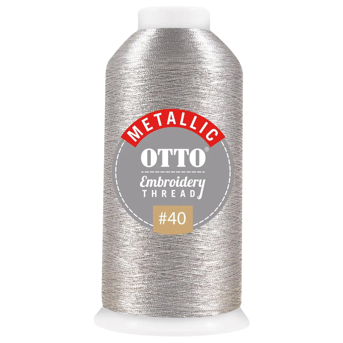 Otto 157-110 Embroidery Metallic Thread #40 1,100 Yd. Cone - 702 - 7 3/8’’ - 5/8’’