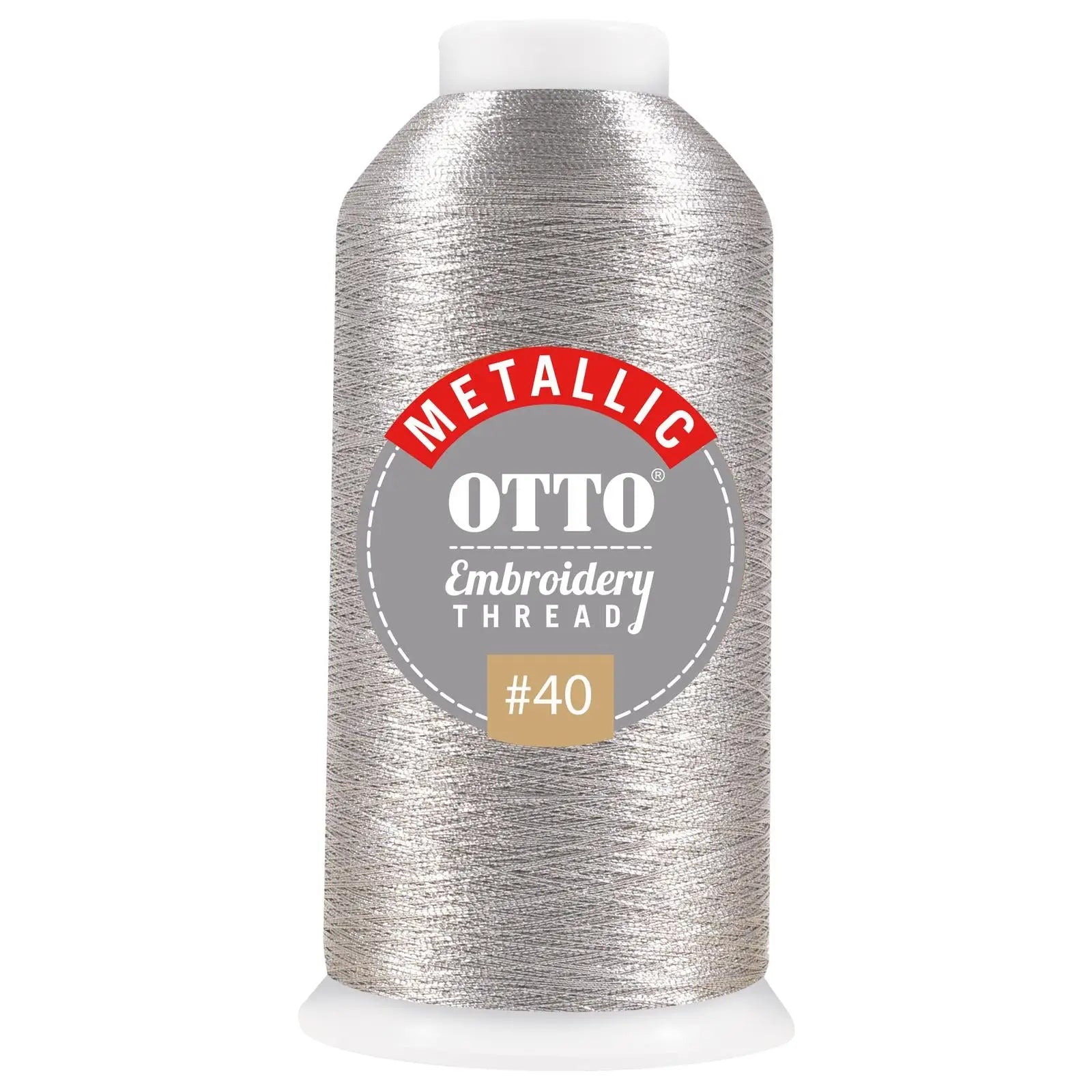 Otto 157-110 Embroidery Metallic Thread #40 1,100 Yd. Cone - 702 - 7 3/8’’ - 5/8’’