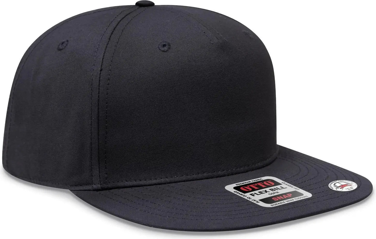 Otto 158-1176 ?Otto Snap’ 5 Panel Pro Style Snapback Cap - Black - 6 1/2’’ - 7 5/8’’