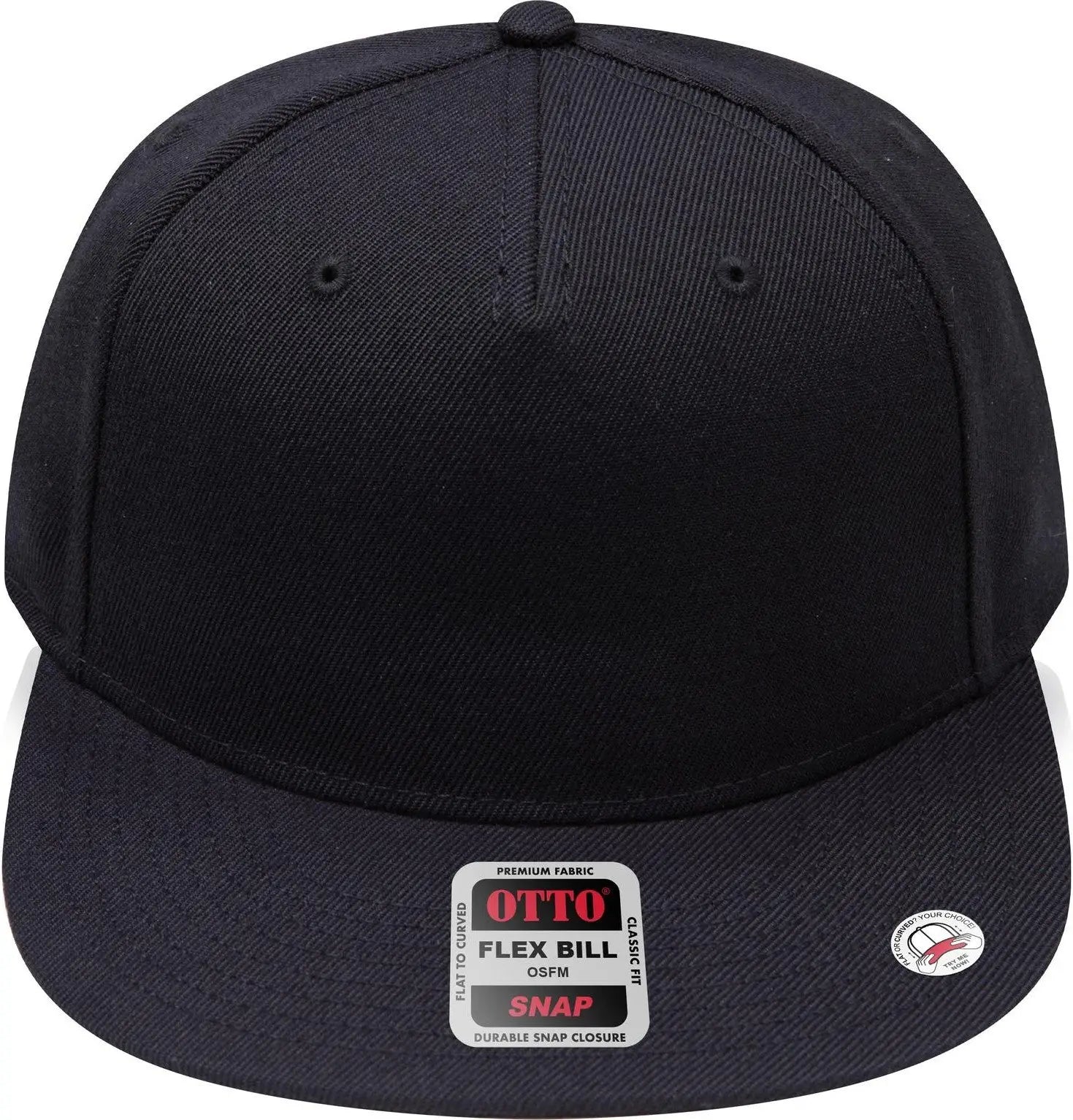 Otto 158-1176 ?Otto Snap’ 5 Panel Pro Style Snapback Cap - Black - 6 1/2’’ - 7 5/8’’