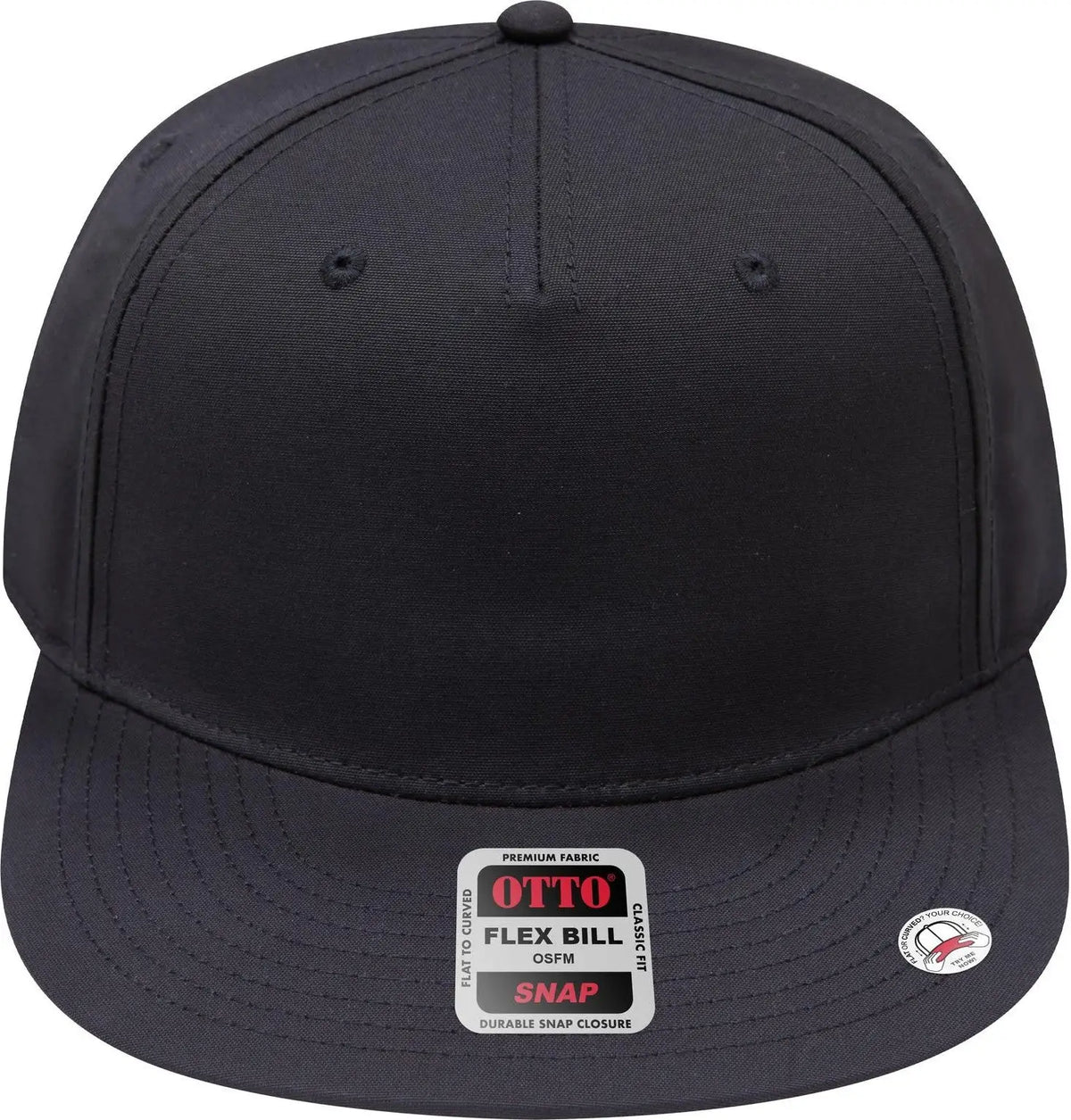 Otto 158-1176 ?Otto Snap’ 5 Panel Pro Style Snapback Cap - Black - 6 1/2’’ - 7 5/8’’