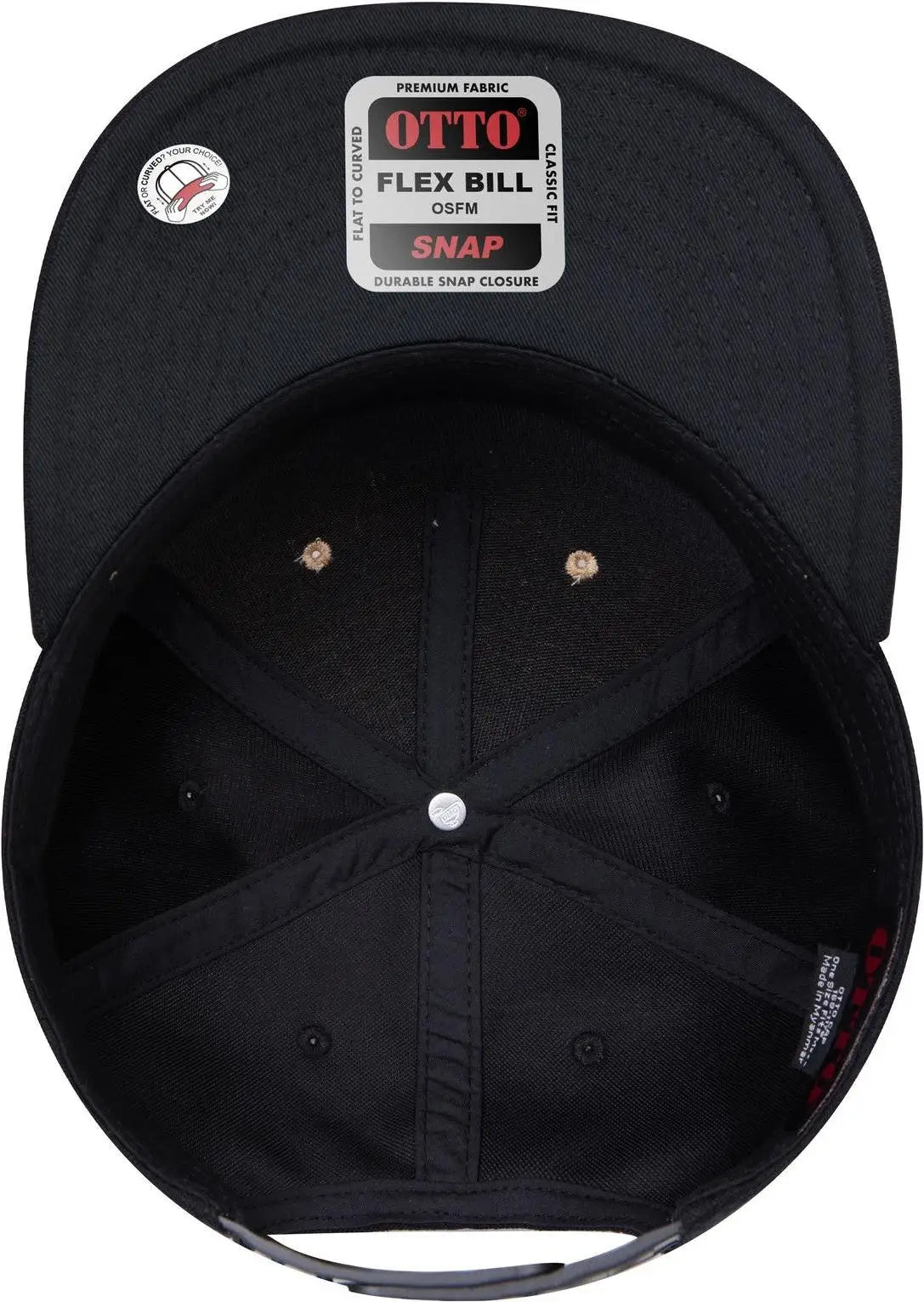 Otto 158-1176 ?Otto Snap’ 5 Panel Pro Style Snapback Cap - Blk/cork/blk - 6 1/2’’ - 7 5/8’’