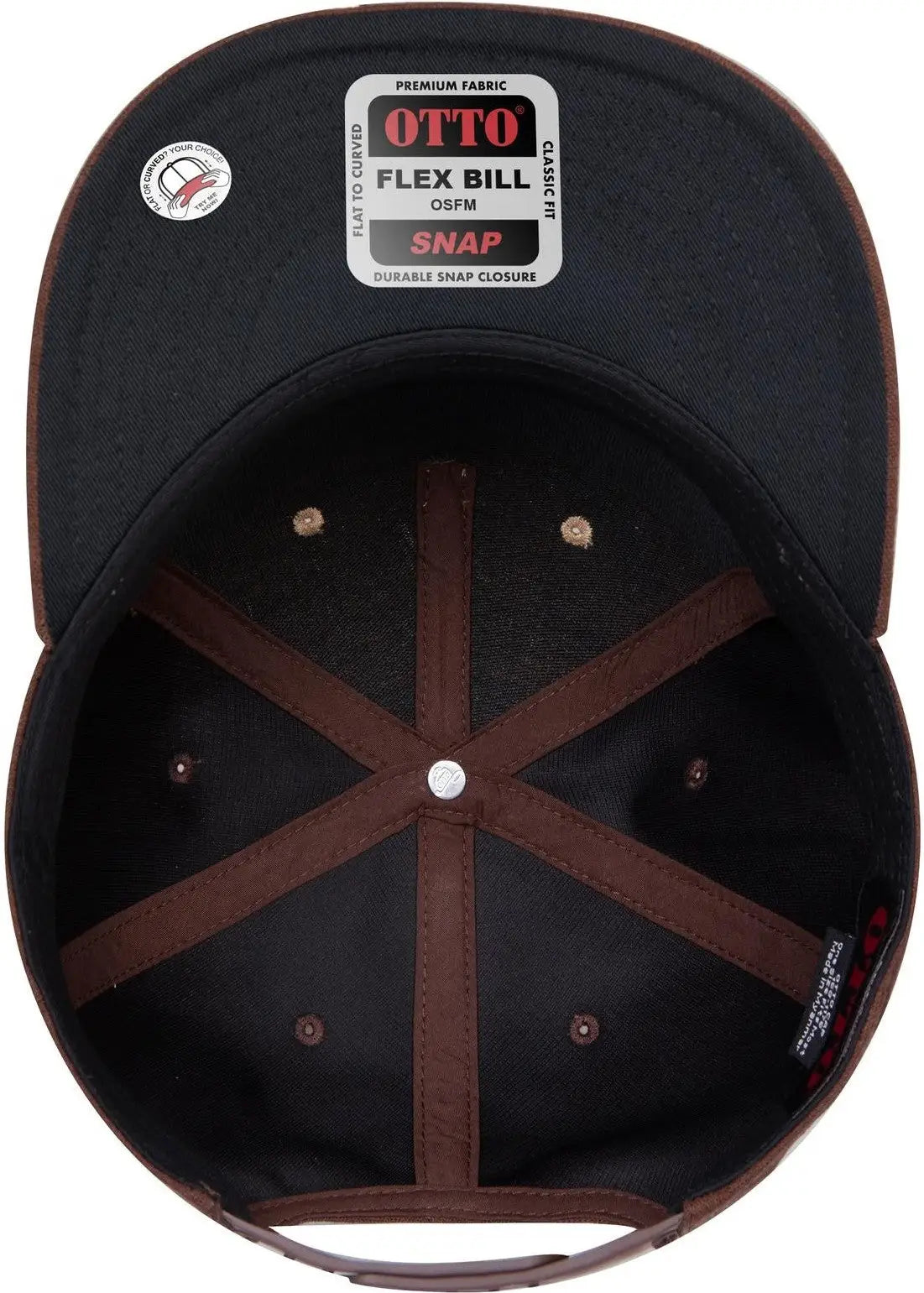 Otto 158-1176 ?Otto Snap’ 5 Panel Pro Style Snapback Cap - Brn/crk/brn - 6 1/2’’ - 7 5/8’’