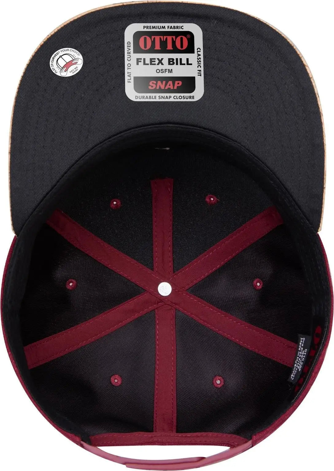 Otto 158-1176 ?Otto Snap’ 5 Panel Pro Style Snapback Cap - Cork/bg Mrn - 6 1/2’’ - 7 5/8’’