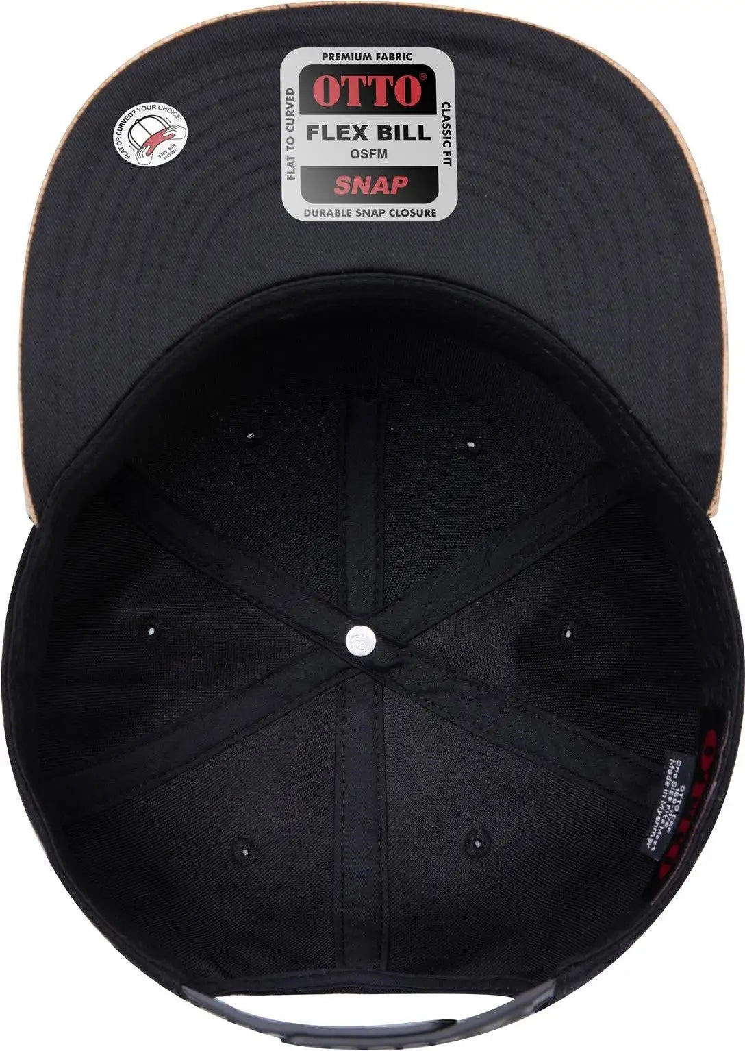 Otto 158-1176 ?Otto Snap’ 5 Panel Pro Style Snapback Cap - Cork/blk - 6 1/2’’ - 7 5/8’’