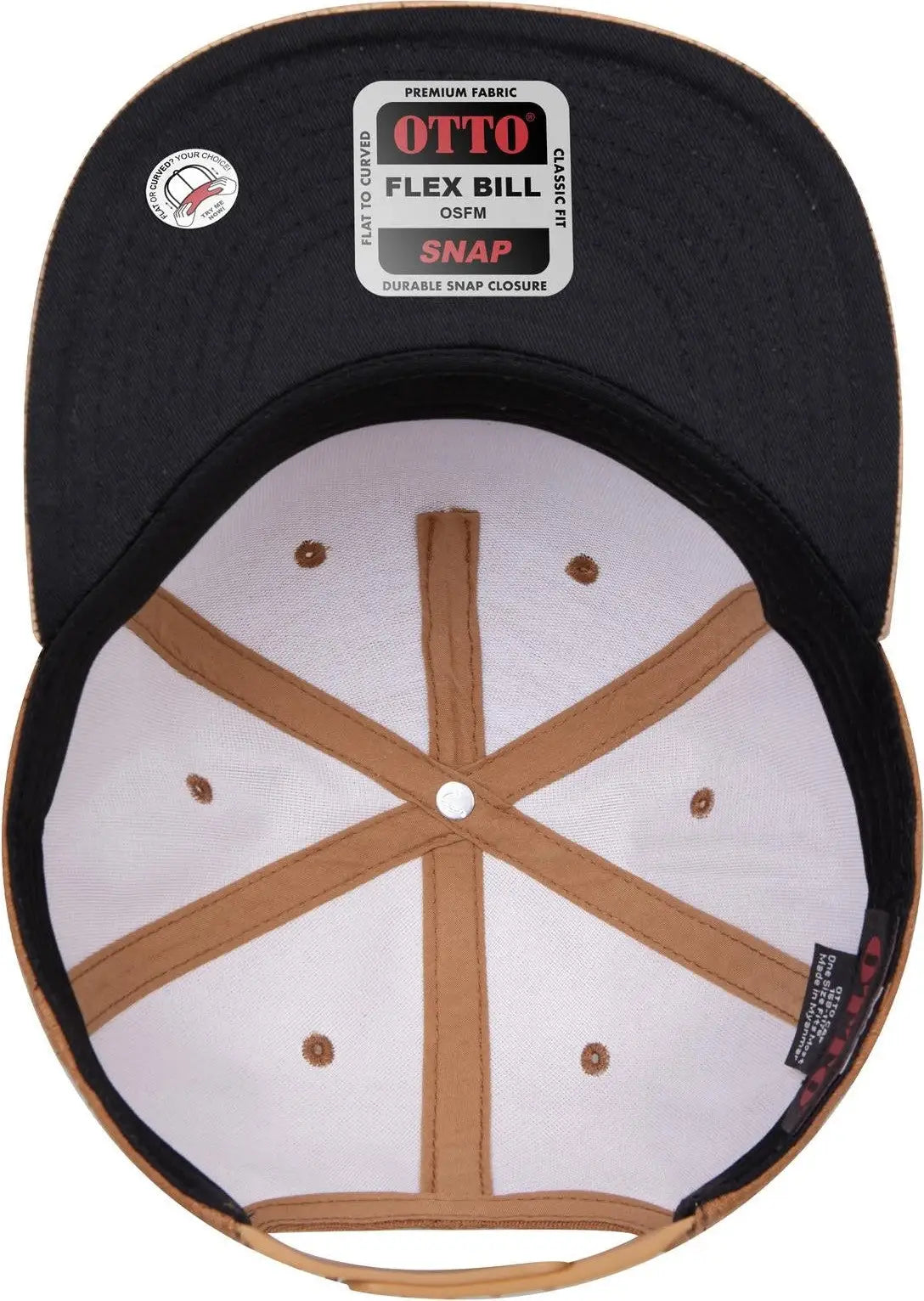 Otto 158-1176 ?Otto Snap’ 5 Panel Pro Style Snapback Cap - Cork/cy Brn - 6 1/2’’ - 7 5/8’’