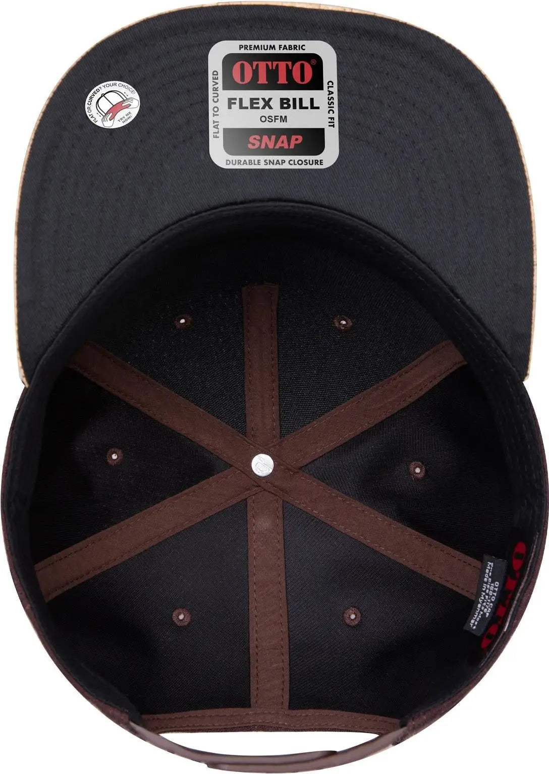 Otto 158-1176 ?Otto Snap’ 5 Panel Pro Style Snapback Cap - Cork/dk.brn - 6 1/2’’ - 7 5/8’’