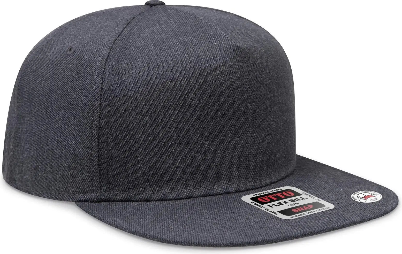 Otto 158-1176 ?Otto Snap’ 5 Panel Pro Style Snapback Cap - Heath. Black - 6 1/2’’ - 7 5/8’’