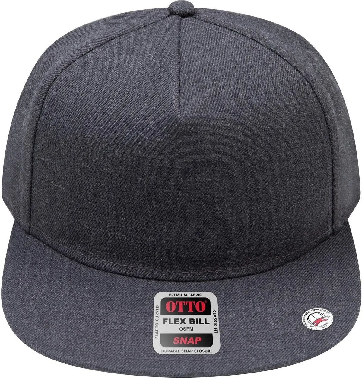 Otto 158-1176 ?Otto Snap’ 5 Panel Pro Style Snapback Cap - Heath. Black - 6 1/2’’ - 7 5/8’’