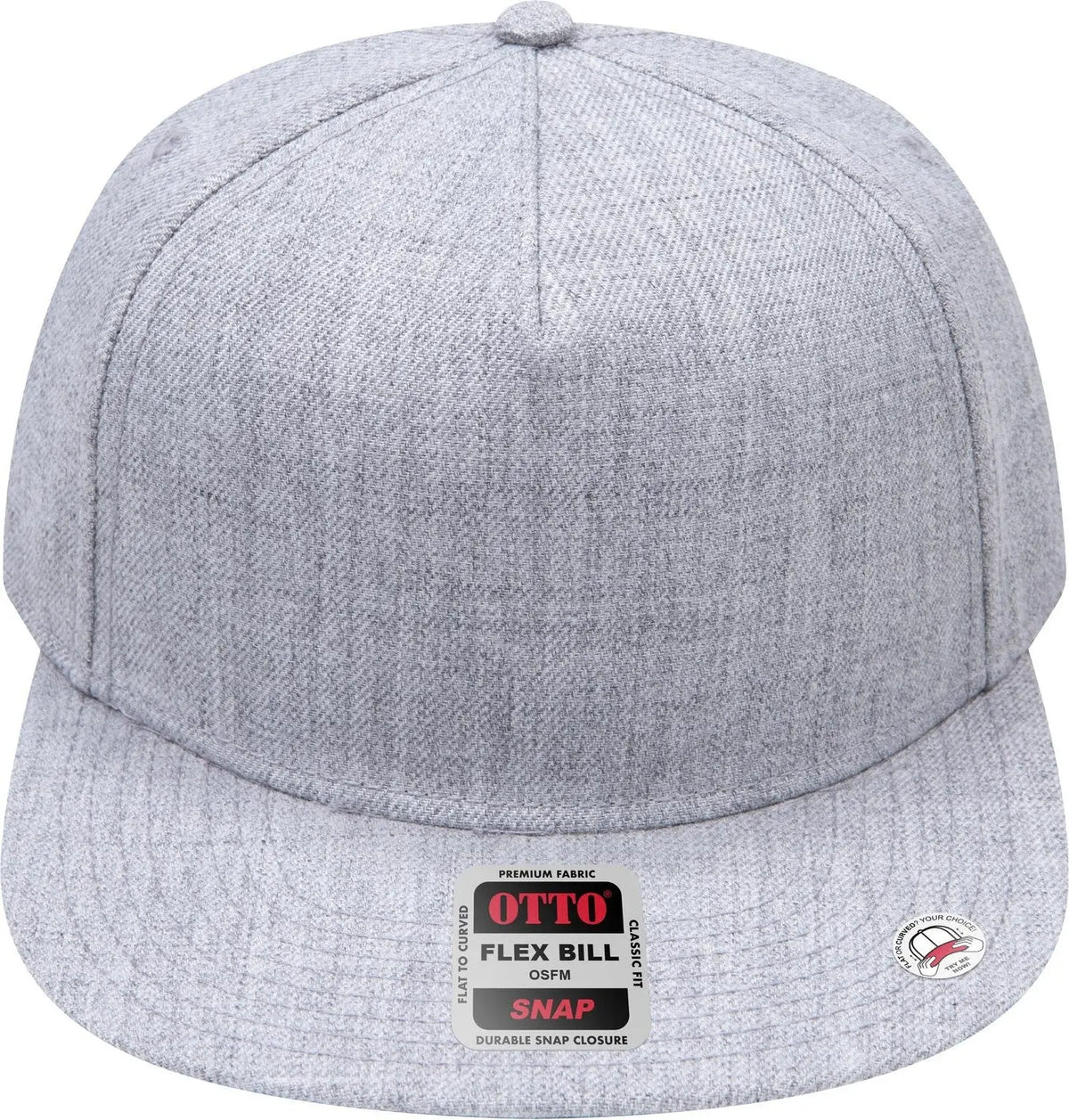 Otto 158-1176 ?Otto Snap’ 5 Panel Pro Style Snapback Cap - Heath. Gray - 6 1/2’’ - 7 5/8’’