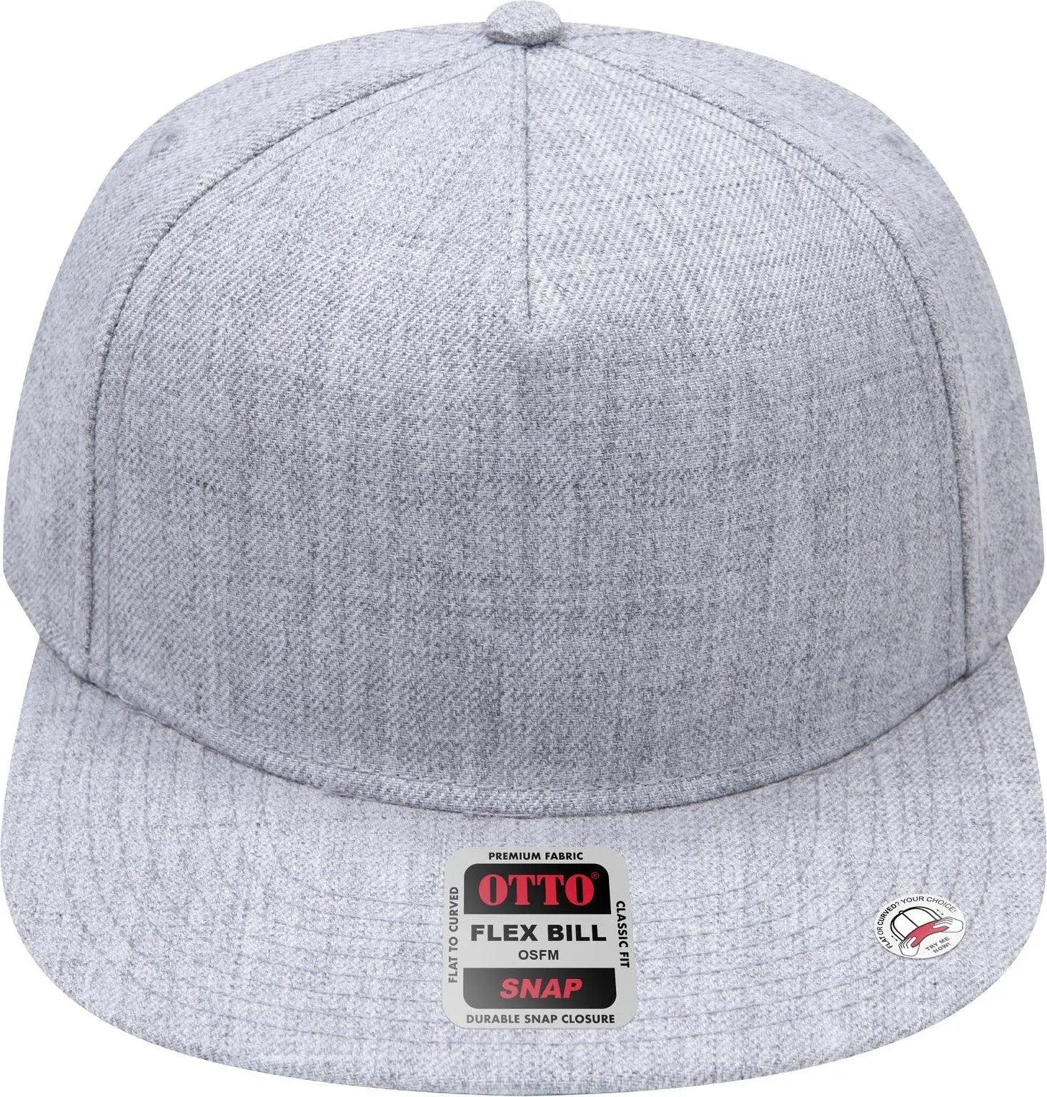 Otto 158-1176 ?Otto Snap’ 5 Panel Pro Style Snapback Cap - Heath. Gray - 6 1/2’’ - 7 5/8’’