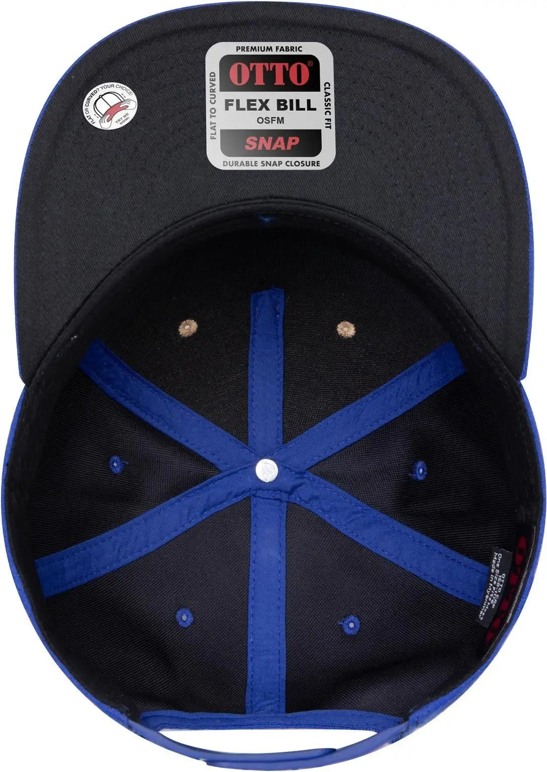 Otto 158-1176 ?Otto Snap’ 5 Panel Pro Style Snapback Cap - Ryl/crk/ryl - 6 1/2’’ - 7 5/8’’