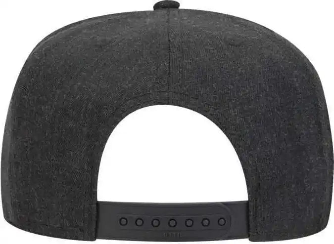 Otto 158-1176 Wool Blend Twill Square Flat Visor 5 Panel Pro Style Snapback Hat - Heather Black - one Size Fits Most