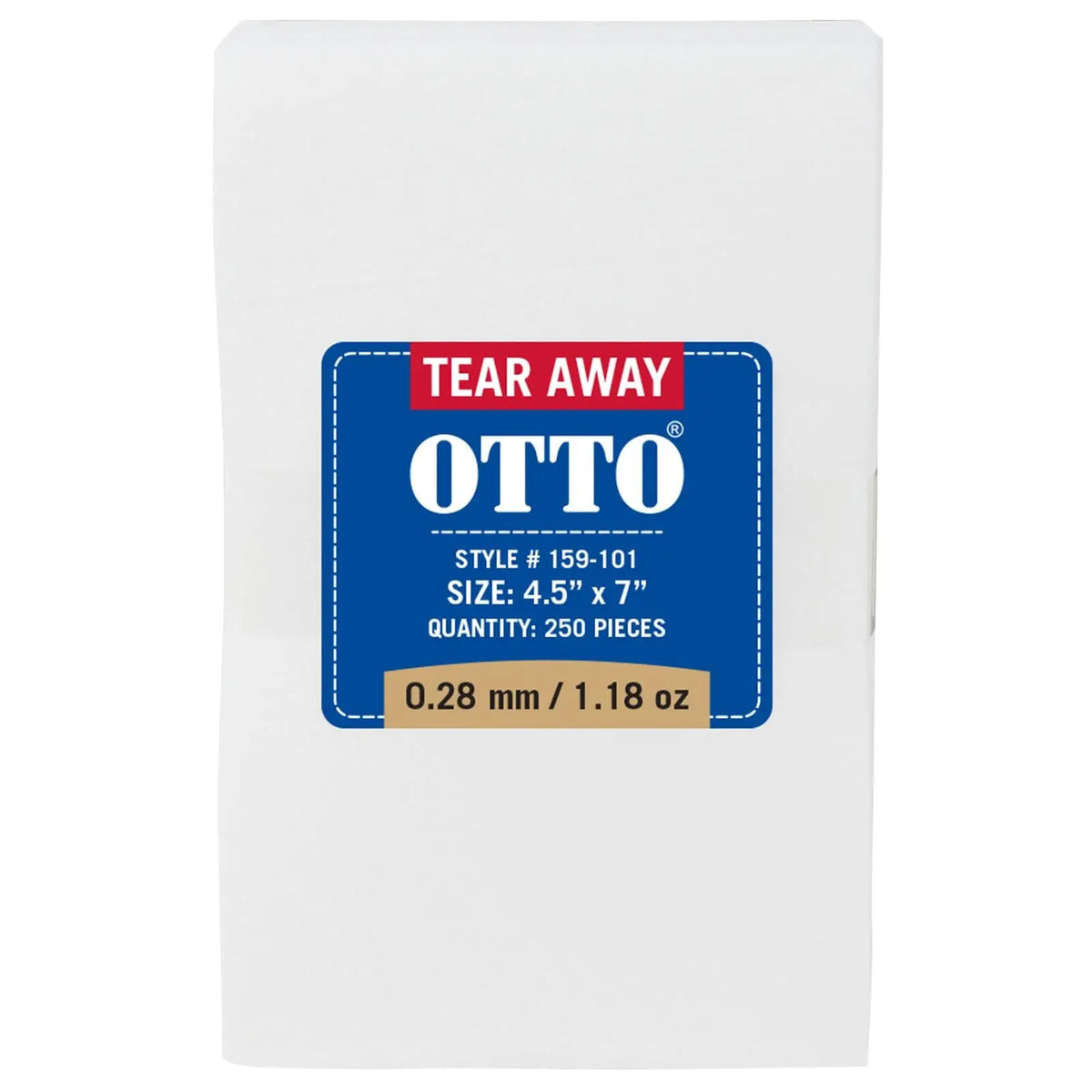 Otto 159-101 250 4.5’’ x 7’’ Tear Away Backing Sheets 0.28 Mm Thick 1.18 Oz - White - 7 3/8’’ - 5/8’’