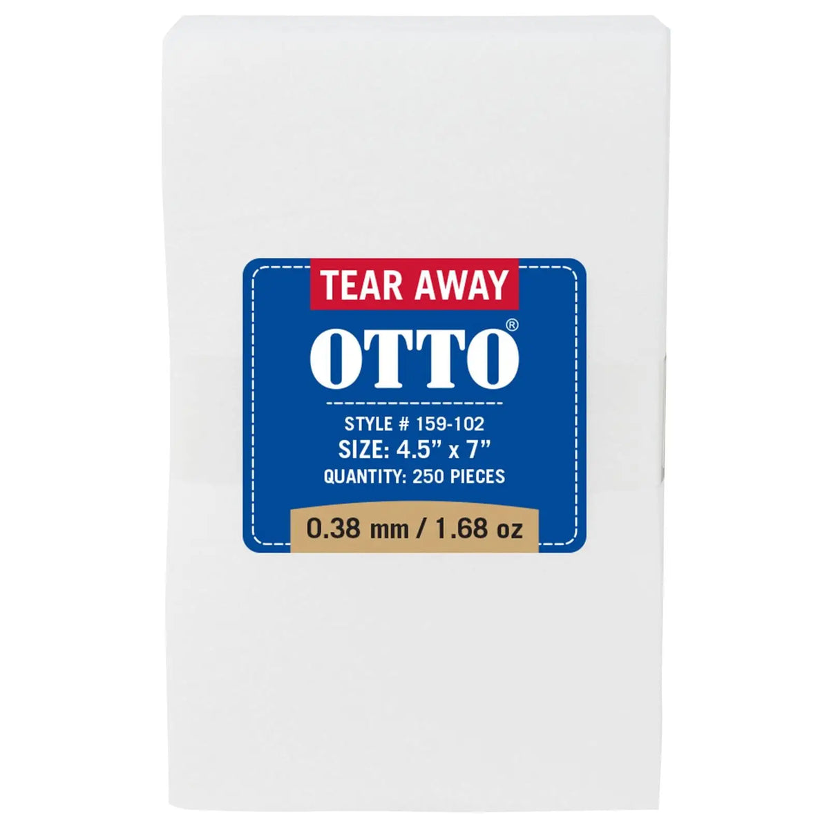 Otto 159-102 250 4.5’’ x 7’’ Tear Away Backing Sheets 0.38 Mm Thick 1.68 Oz - White - 7 3/8’’ - 5/8’’