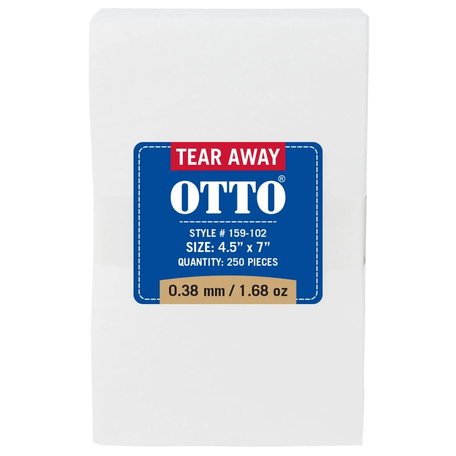 Otto 159-102 250 4.5’’ x 7’’ Tear Away Backing Sheets 0.38 Mm Thick 1.68 Oz - White - 7 3/8’’ - 5/8’’