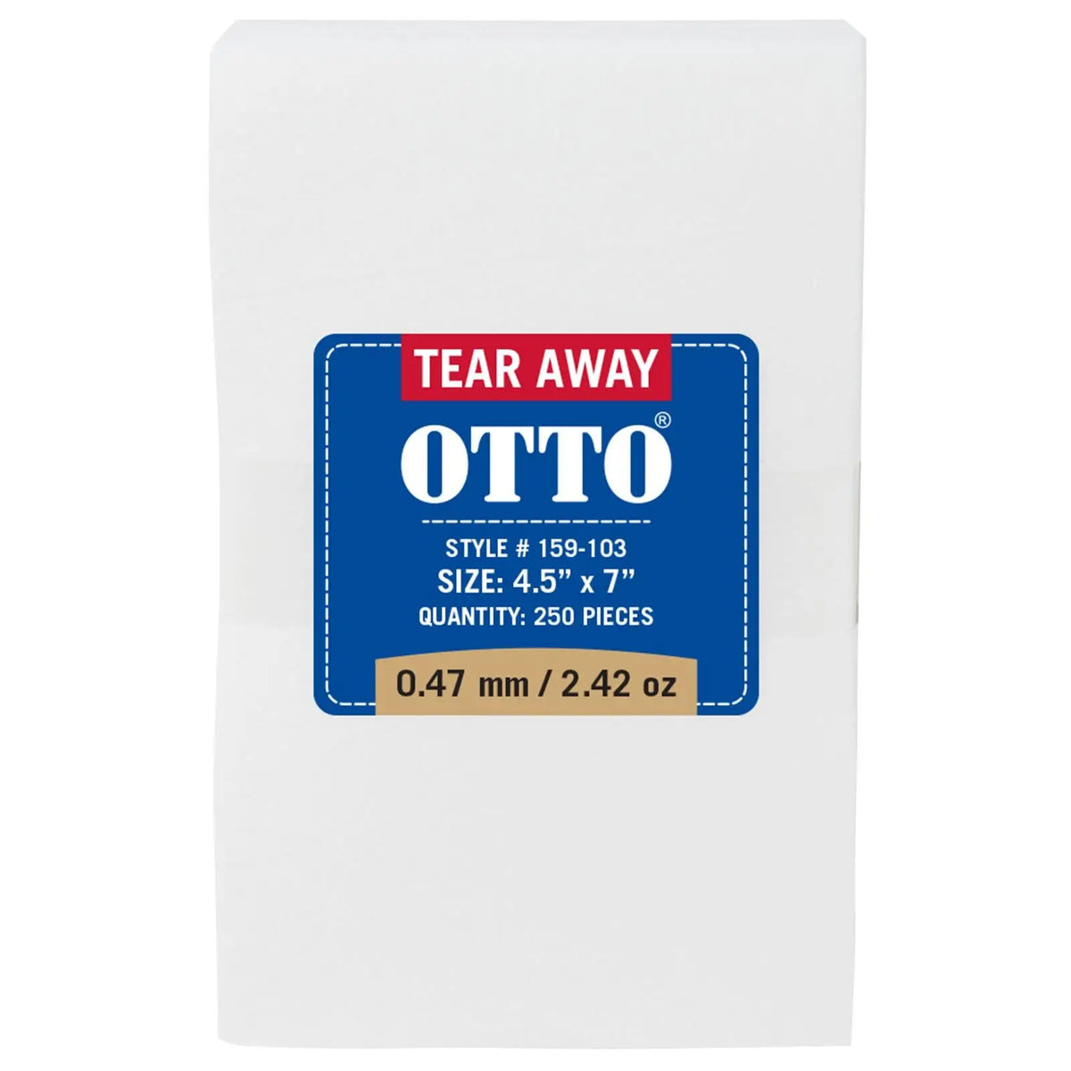 Otto 159-103 250 4.5’’ x 7’’ Tear Away Backing Sheets 0.47 Mm Thick 2.42 Oz - White - 7 3/8’’ - 5/8’’