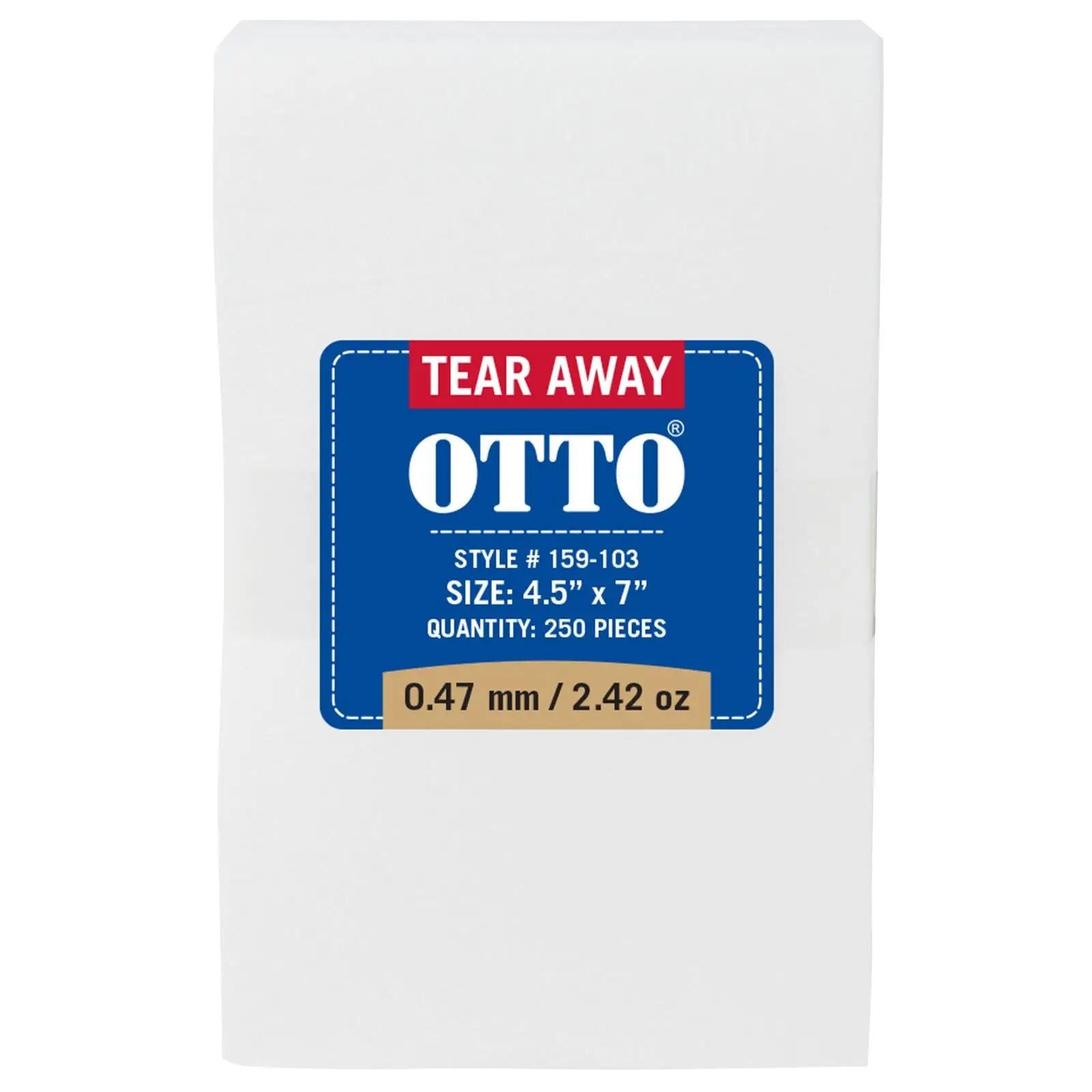 Otto 159-103 250 4.5’’ x 7’’ Tear Away Backing Sheets 0.47 Mm Thick 2.42 Oz - White - 7 3/8’’ - 5/8’’