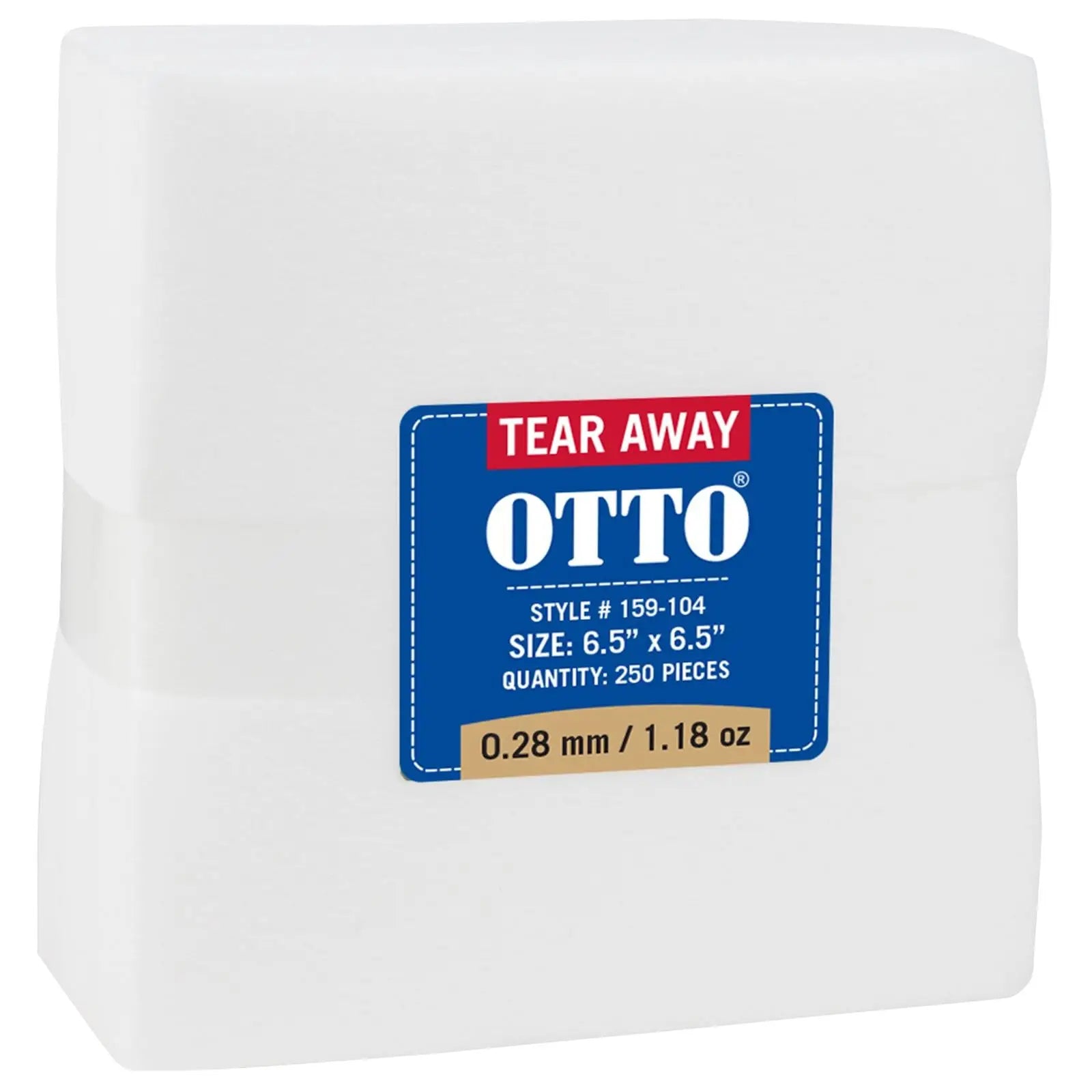 Otto 159-104 250 6.5’’ x Tear Away Backing Sheets 0.28 Mm Thick 1.18 Oz - White - 7 3/8’’ - 5/8’’