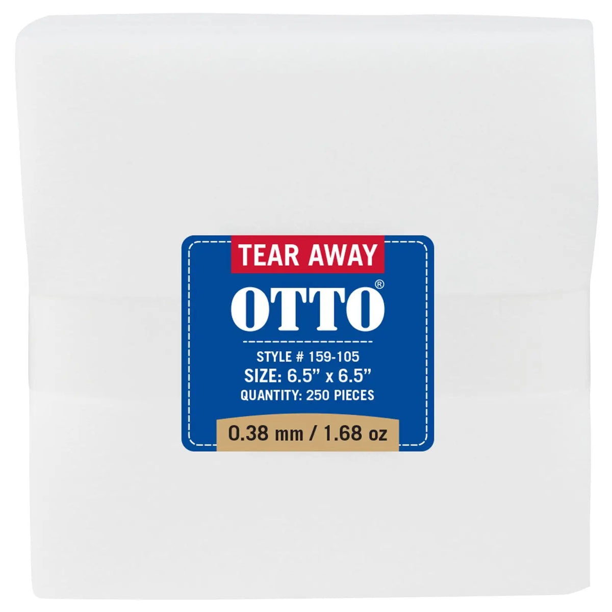 Otto 159-105 250 6.5’’ x Tear Away Backing Sheets 0.38 Mm Thick 1.68 Oz - White - 7 3/8’’ - 5/8’’