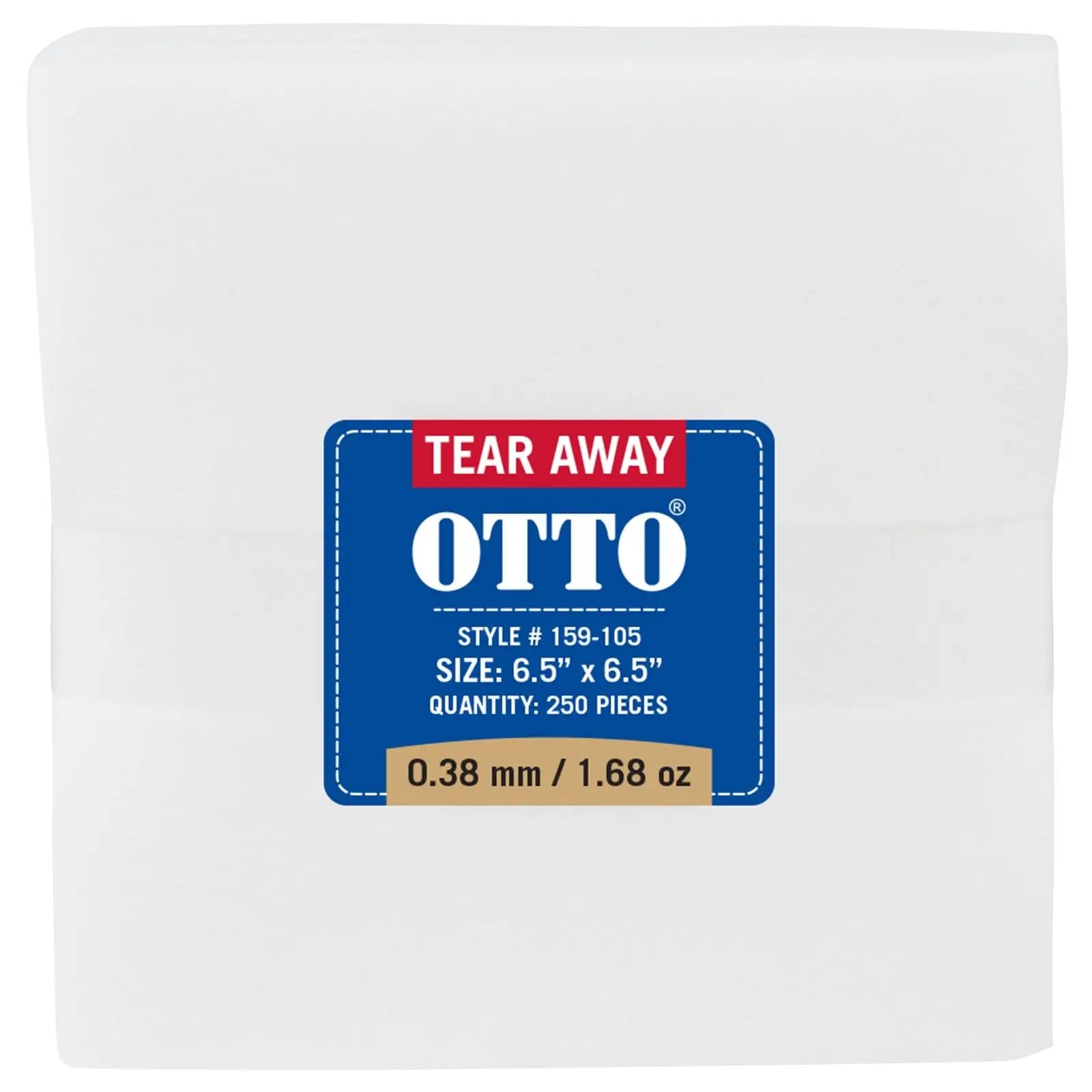Otto 159-105 250 6.5’’ x Tear Away Backing Sheets 0.38 Mm Thick 1.68 Oz - White - 7 3/8’’ - 5/8’’