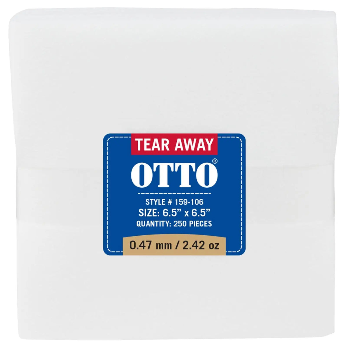 Otto 159-106 250 6.5’’ x Tear Away Backing Sheets 0.47 Mm Thick 2.42 Oz - White - 7 3/8’’ - 5/8’’