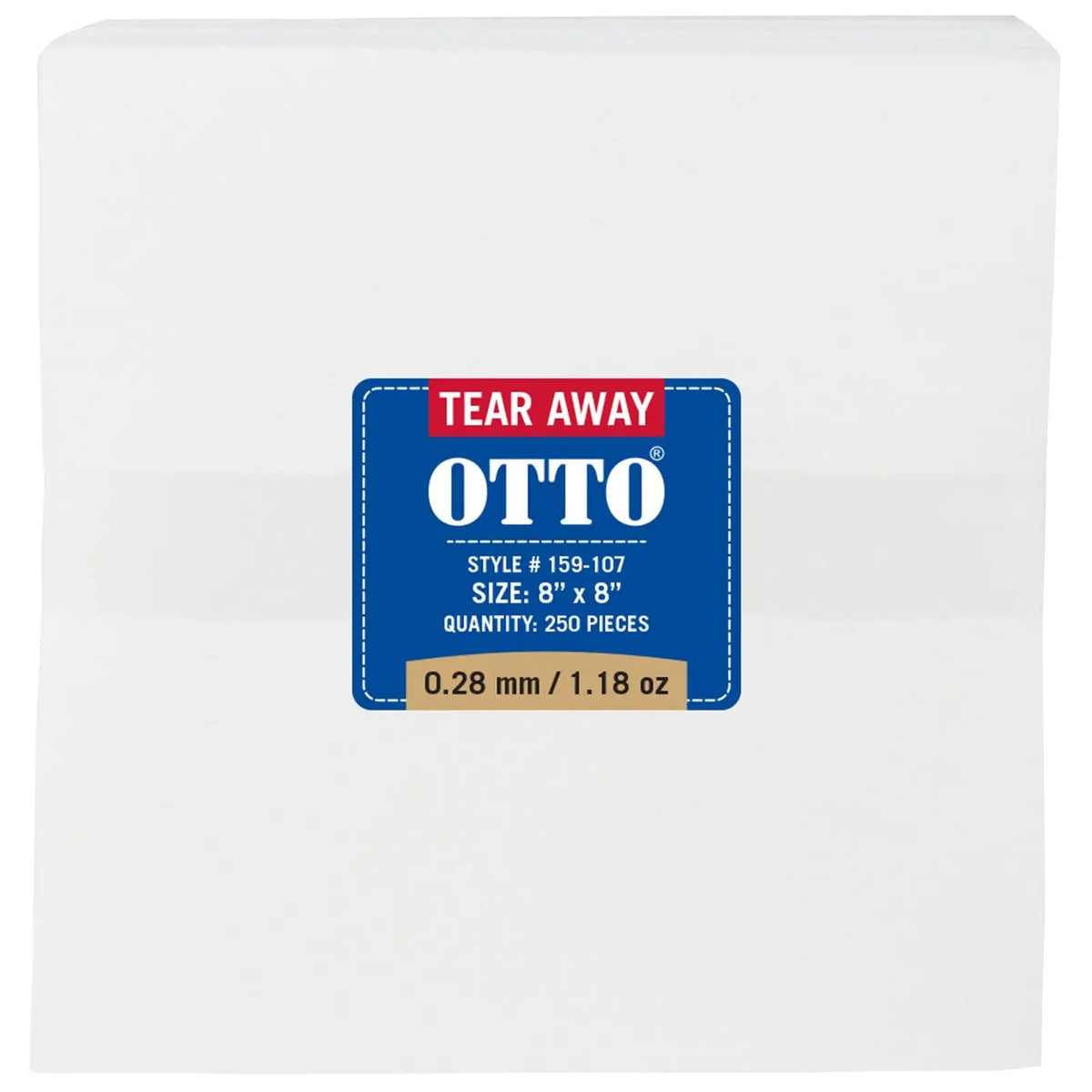 Otto 159-107 250 8’’ x Tear Away Backing Sheets 0.28 Mm Thick 1.18 Oz - White - 7 3/8’’ - 5/8’’
