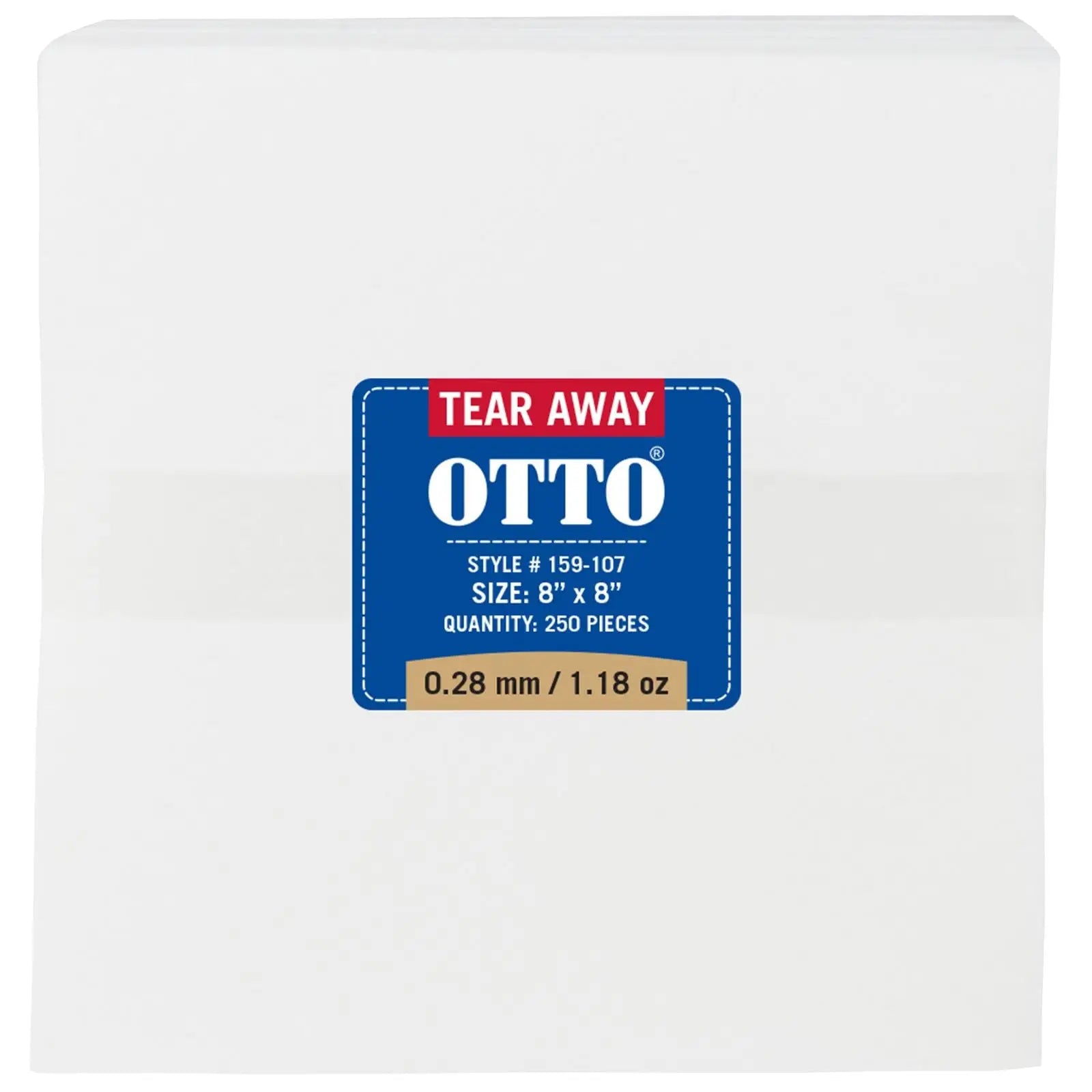 Otto 159-107 250 8’’ x Tear Away Backing Sheets 0.28 Mm Thick 1.18 Oz - White - 7 3/8’’ - 5/8’’