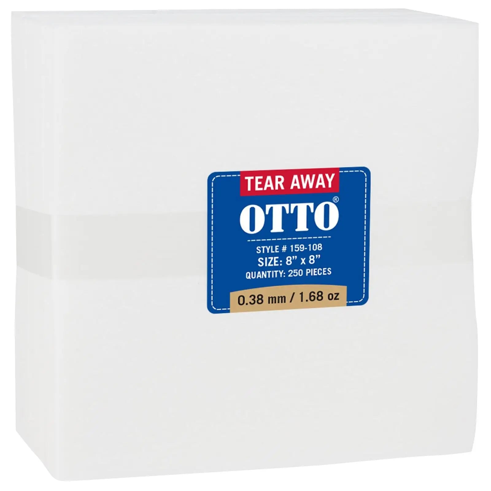 Otto 159-108 250 8’’ x Tear Away Backing Sheets 0.38 Mm Thick 1.68 Oz - White - 7 3/8’’ - 5/8’’