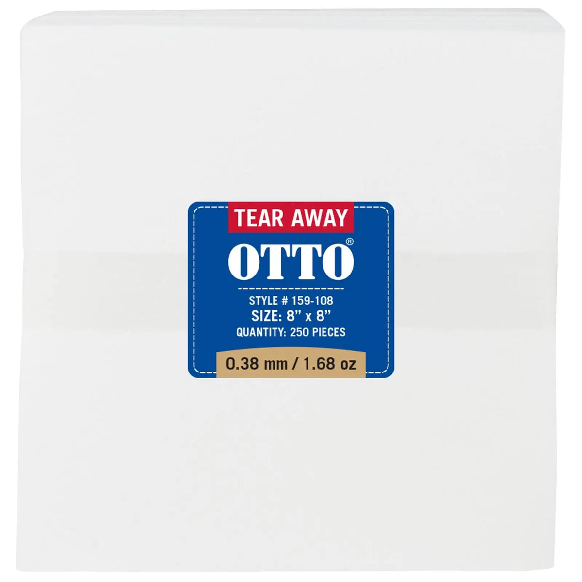 Otto 159-108 250 8’’ x Tear Away Backing Sheets 0.38 Mm Thick 1.68 Oz - White - 7 3/8’’ - 5/8’’