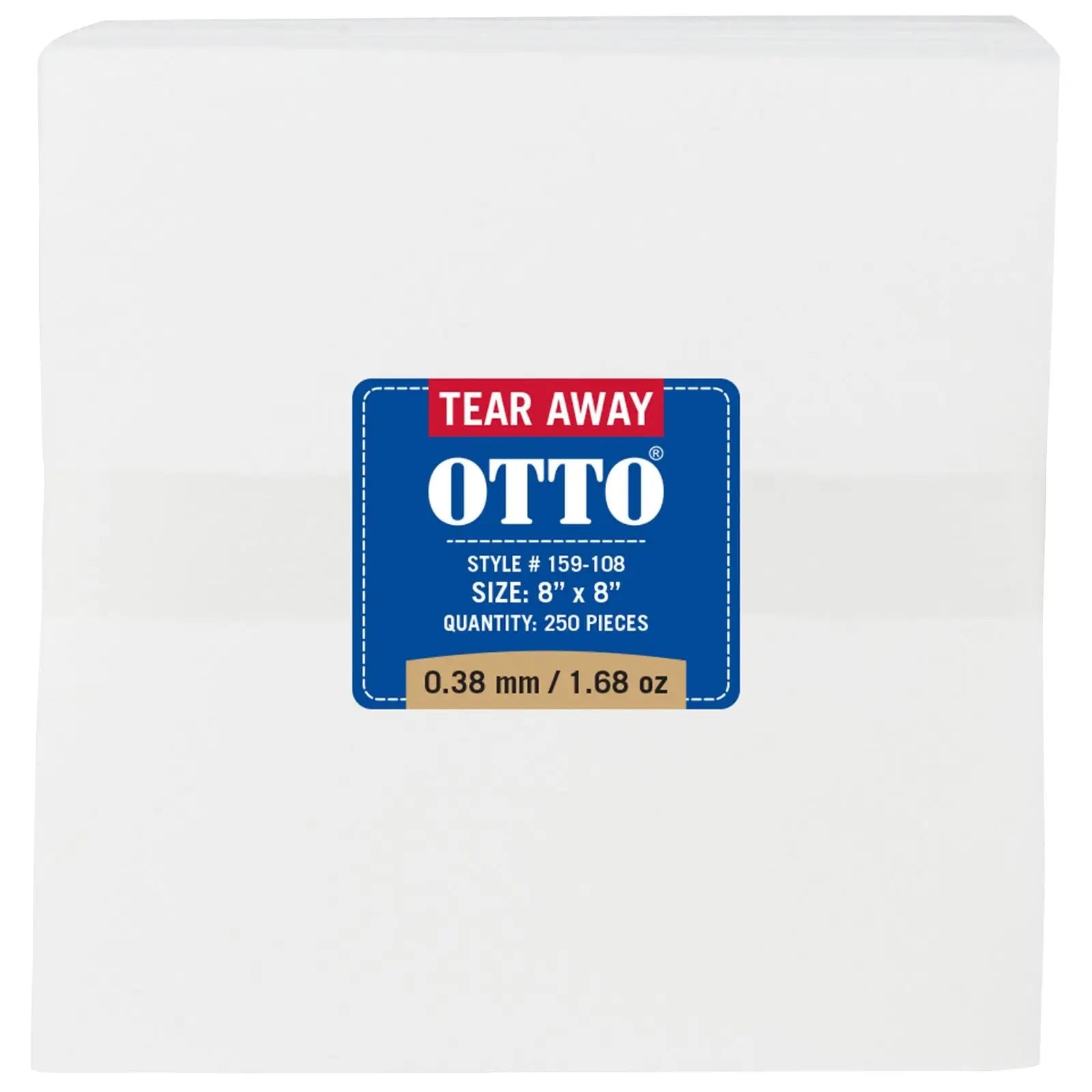 Otto 159-108 250 8’’ x Tear Away Backing Sheets 0.38 Mm Thick 1.68 Oz - White - 7 3/8’’ - 5/8’’