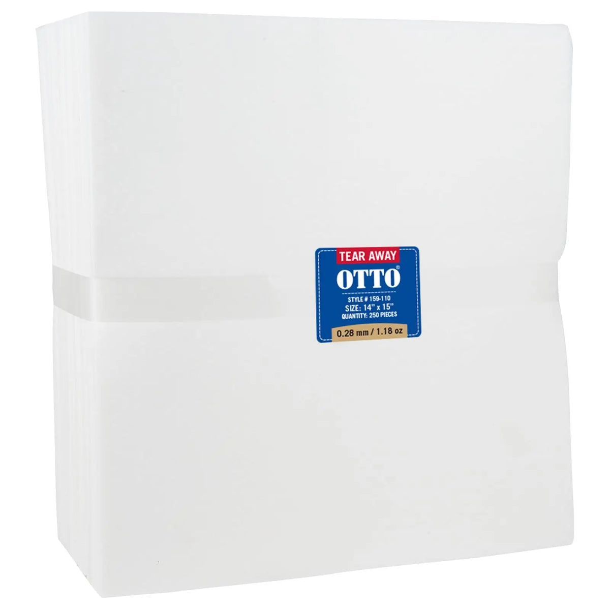 Otto 159-110 250 14’’ x 15’’ Tear Away Backing Sheets 0.47 Mm Thick 2.42 Oz - White - 7 3/8’’ - 5/8’’