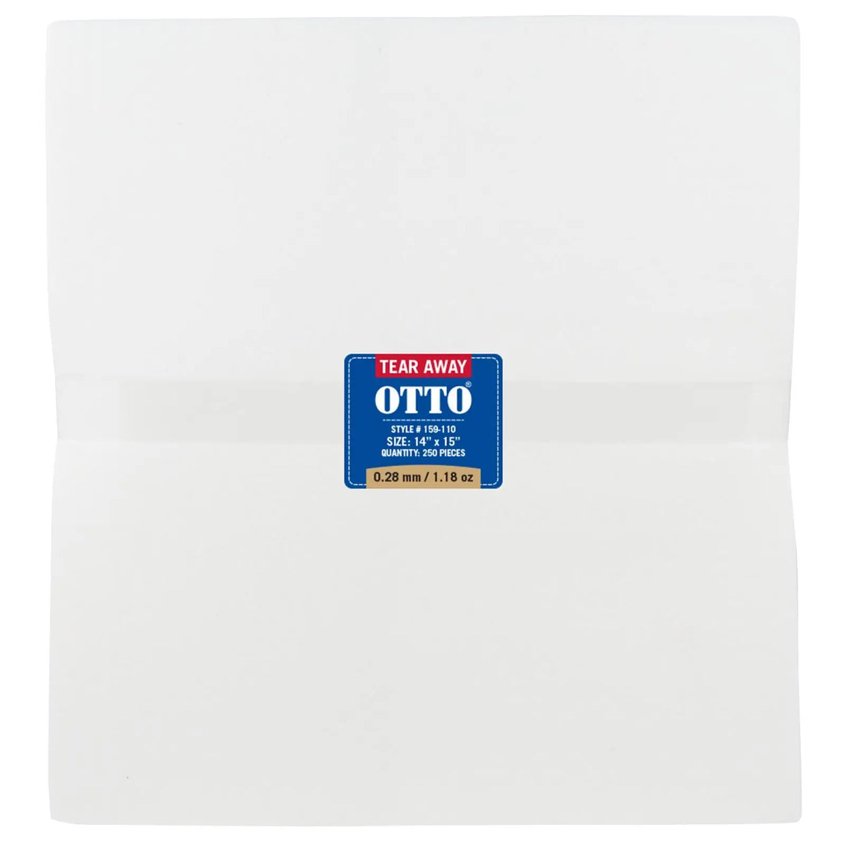 Otto 159-110 250 14’’ x 15’’ Tear Away Backing Sheets 0.47 Mm Thick 2.42 Oz - White - 7 3/8’’ - 5/8’’
