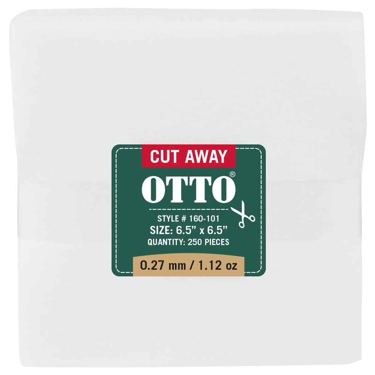 Otto 160-101 250 6.5’’ x Cut Away Backing Sheets 0.27 Mm Thick 1.12 Oz - White - 7 3/8’’ - 5/8’’
