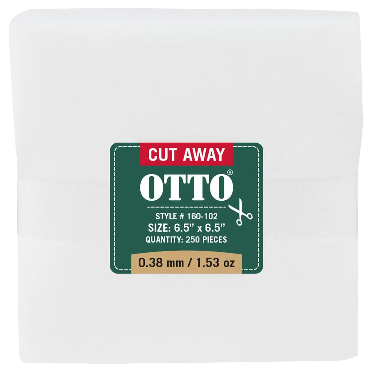 Otto 160-102 250 6.5’’ x Cut Away Backing Sheets 0.38 Mm Thick 1.53 Oz - White - 7 3/8’’ - 5/8’’