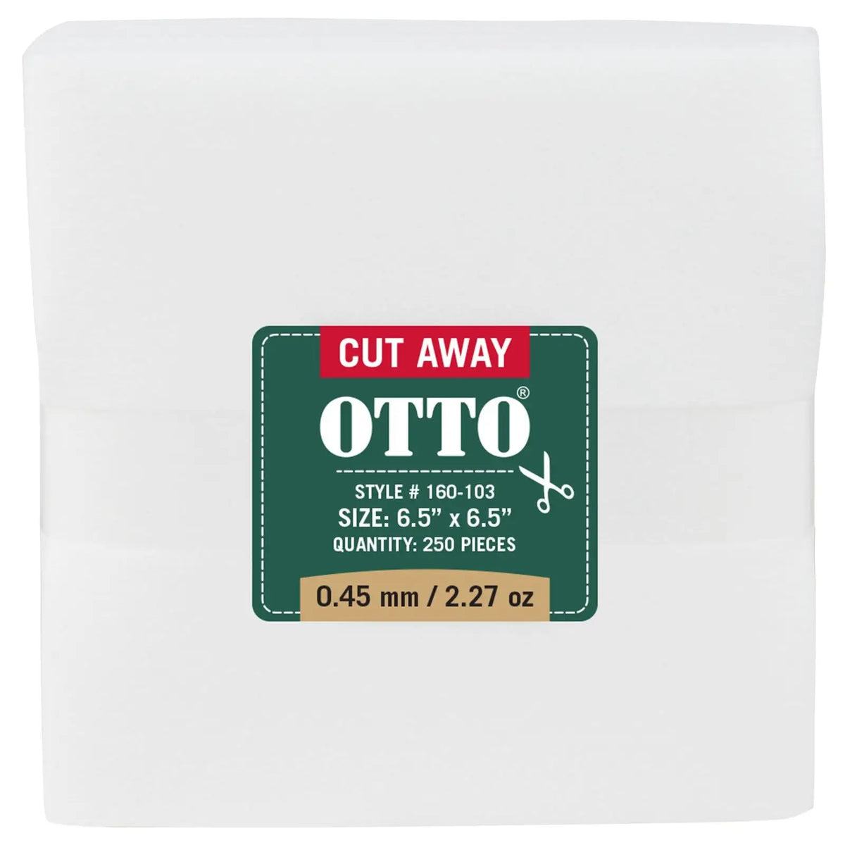 Otto 160-103 250 6.5’’ x Cut Away Backing Sheets 0.45 Mm Thick 2.27 Oz - White - 7 3/8’’ - 5/8’’