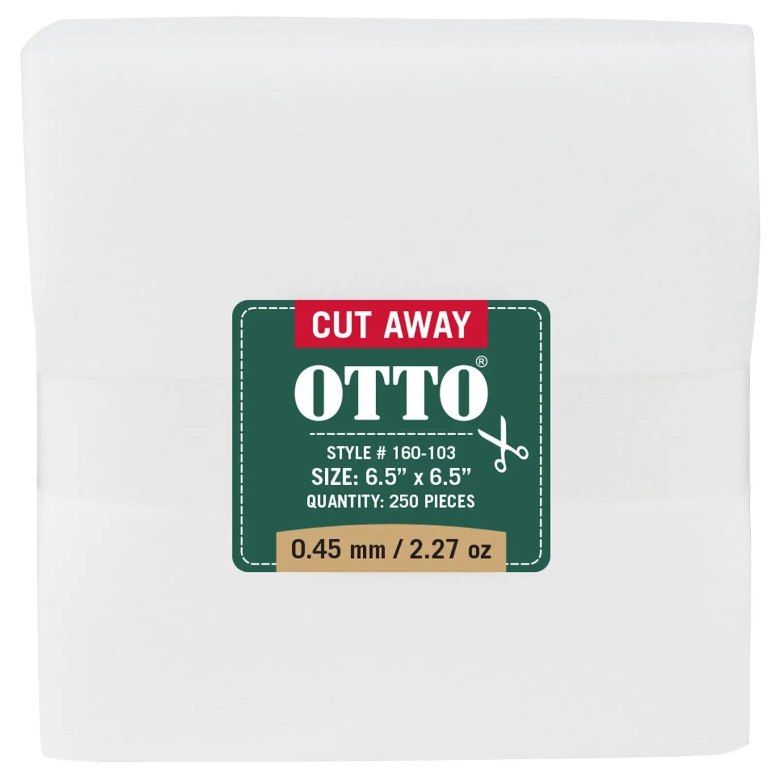 Otto 160-103 250 6.5’’ x Cut Away Backing Sheets 0.45 Mm Thick 2.27 Oz - White - 7 3/8’’ - 5/8’’