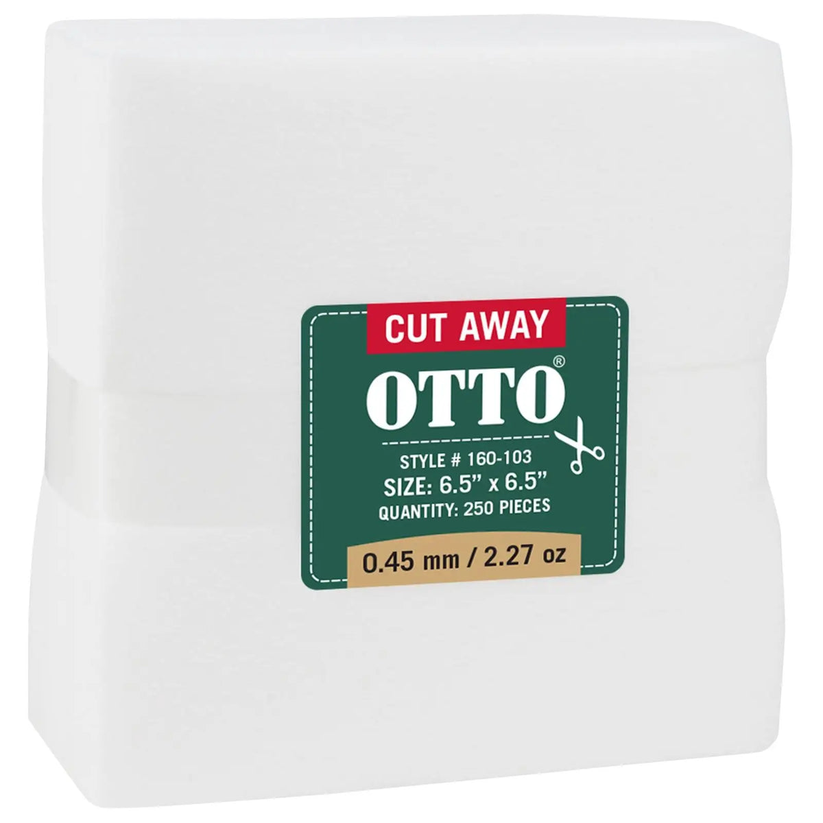 Otto 160-103 250 6.5’’ x Cut Away Backing Sheets 0.45 Mm Thick 2.27 Oz - White - 7 3/8’’ - 5/8’’