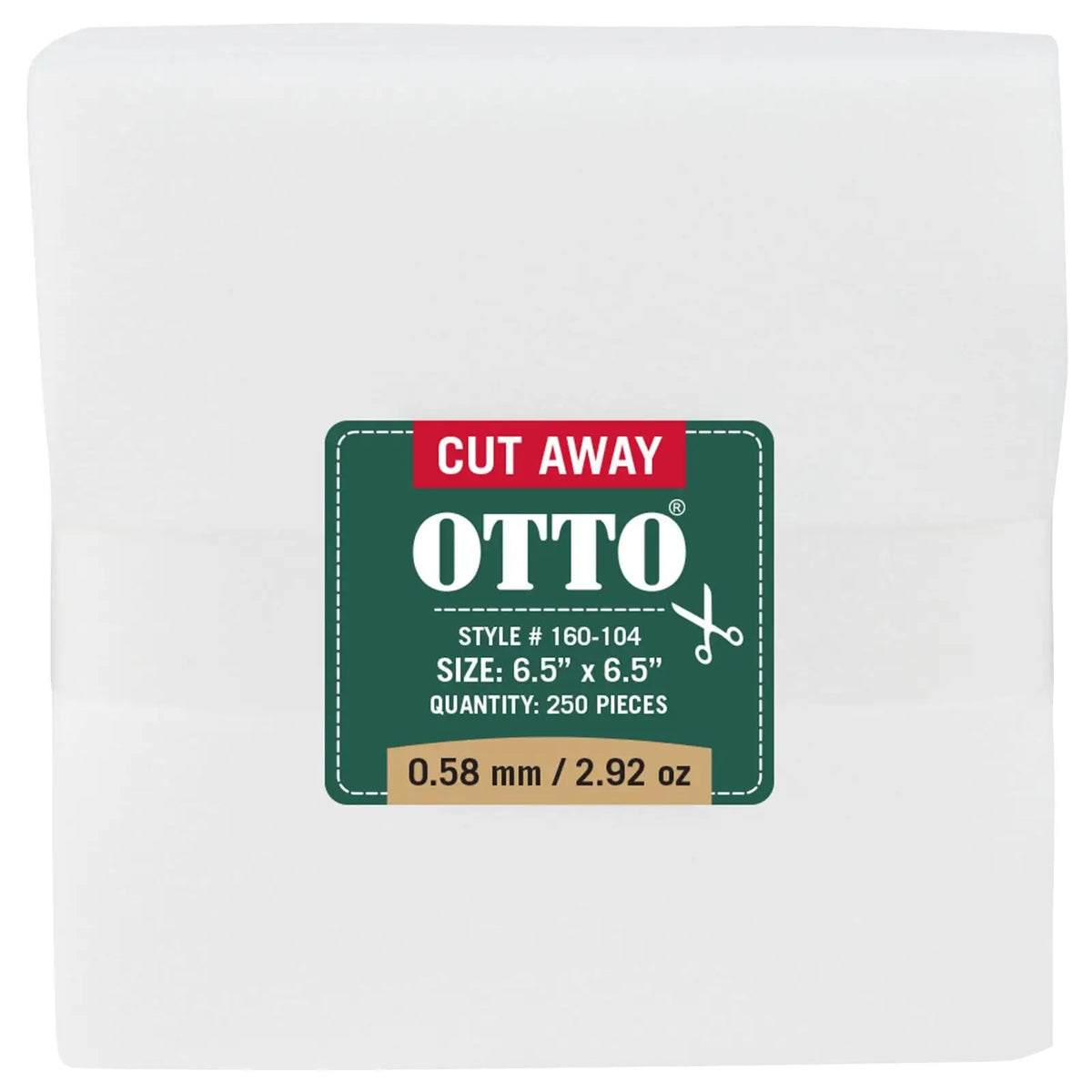 Otto 160-104 250 6.5’’ x Cut Away Backing Sheets 0.58 Mm Thick 2.92 Oz - White - 7 3/8’’ - 5/8’’