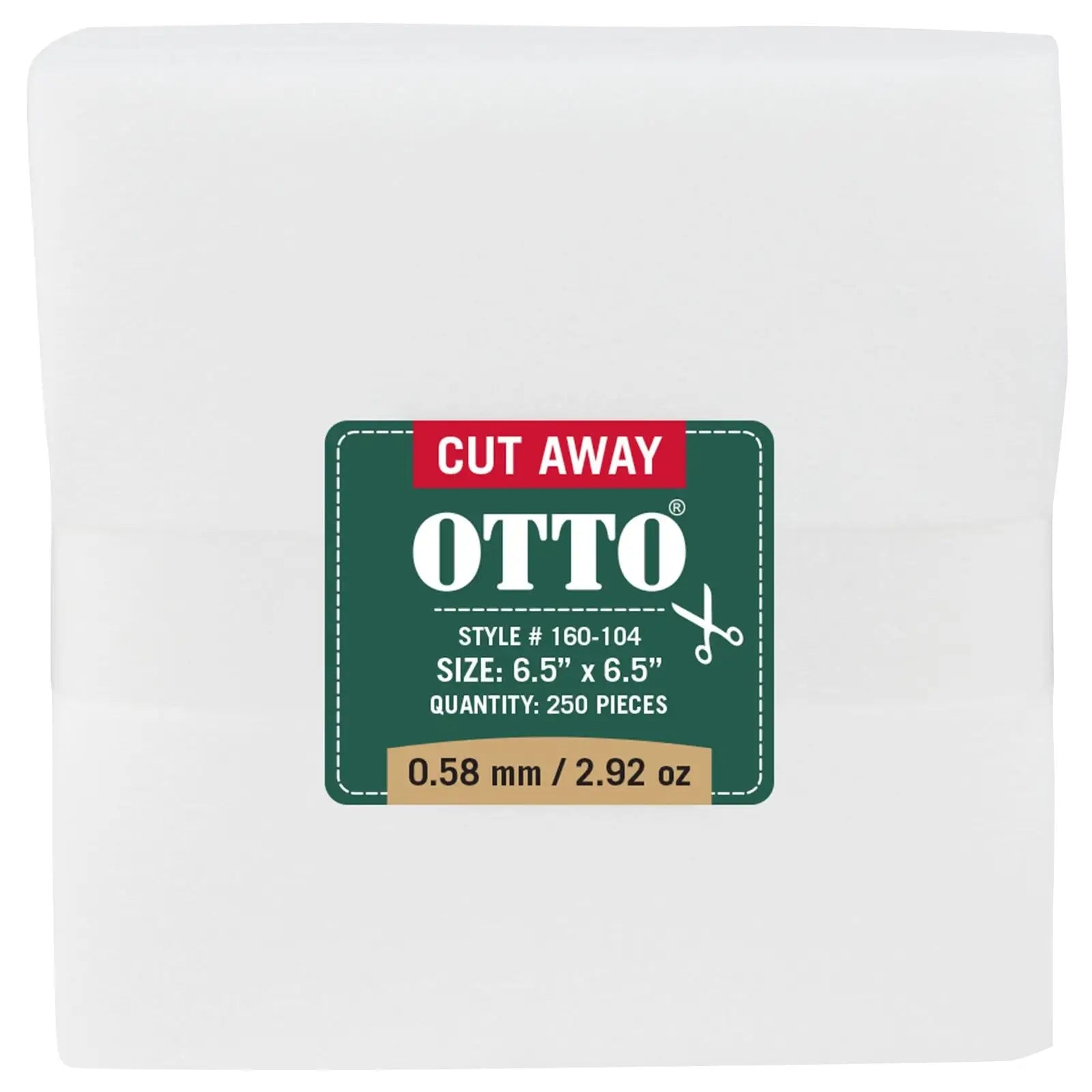 Otto 160-104 250 6.5’’ x Cut Away Backing Sheets 0.58 Mm Thick 2.92 Oz - White - 7 3/8’’ - 5/8’’