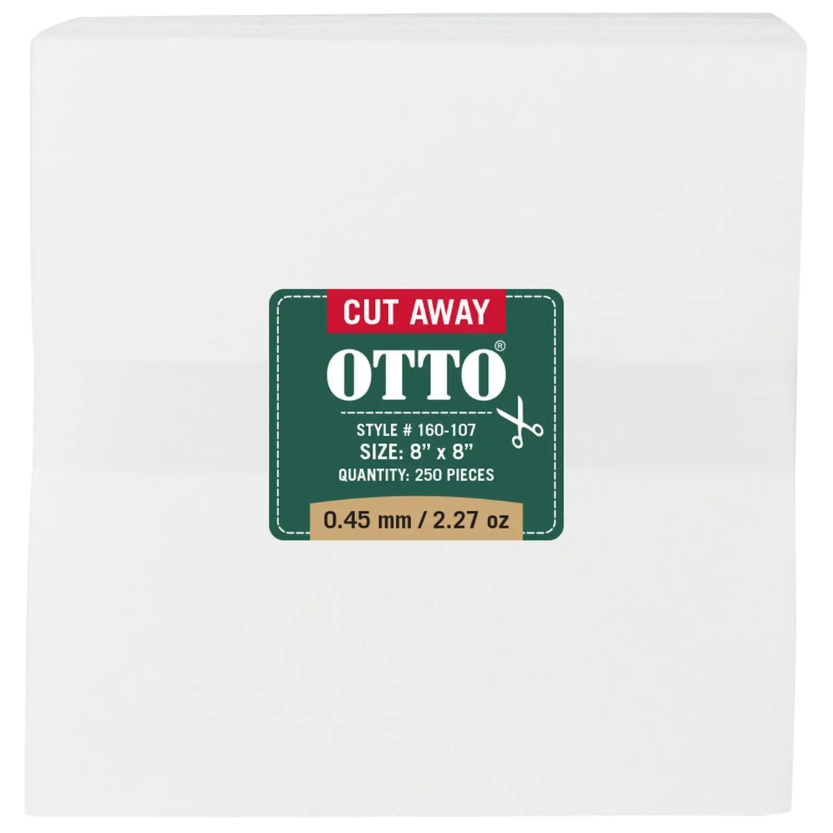 Otto 160-107 250 8’’ x Cut Away Backing Sheets 0.45 Mm Thick 2.27 Oz - White - 7 3/8’’ - 5/8’’