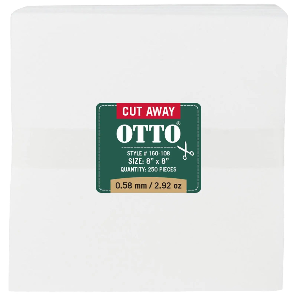 Otto 160-108 250 8’’ x Cut Away Backing Sheets 0.58 Mm Thick 2.92 Oz - White - 7 3/8’’ - 5/8’’