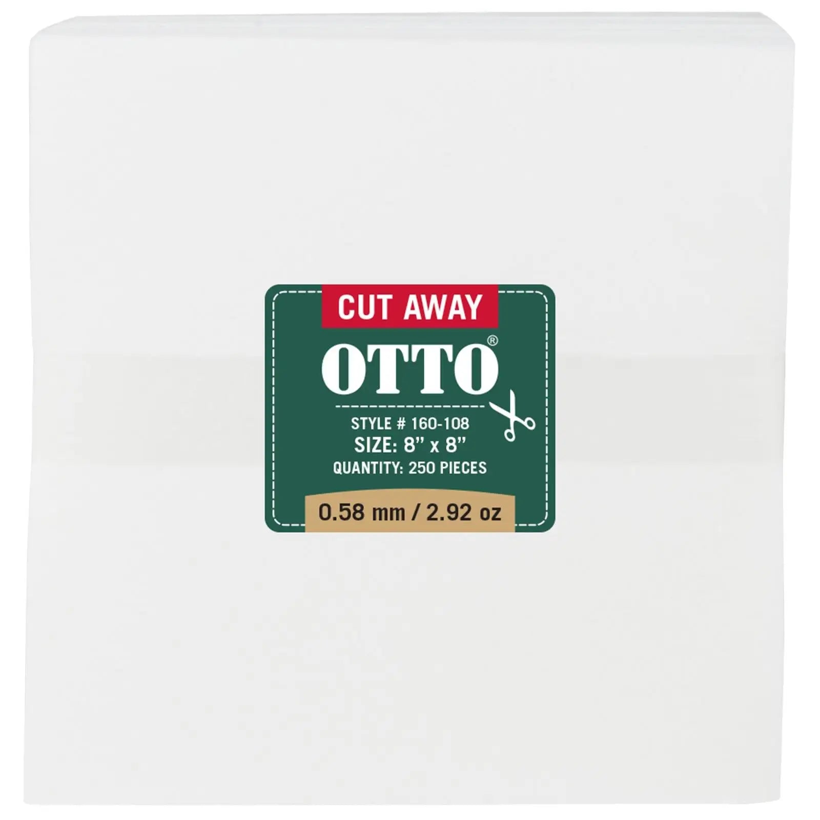 Otto 160-108 250 8’’ x Cut Away Backing Sheets 0.58 Mm Thick 2.92 Oz - White - 7 3/8’’ - 5/8’’
